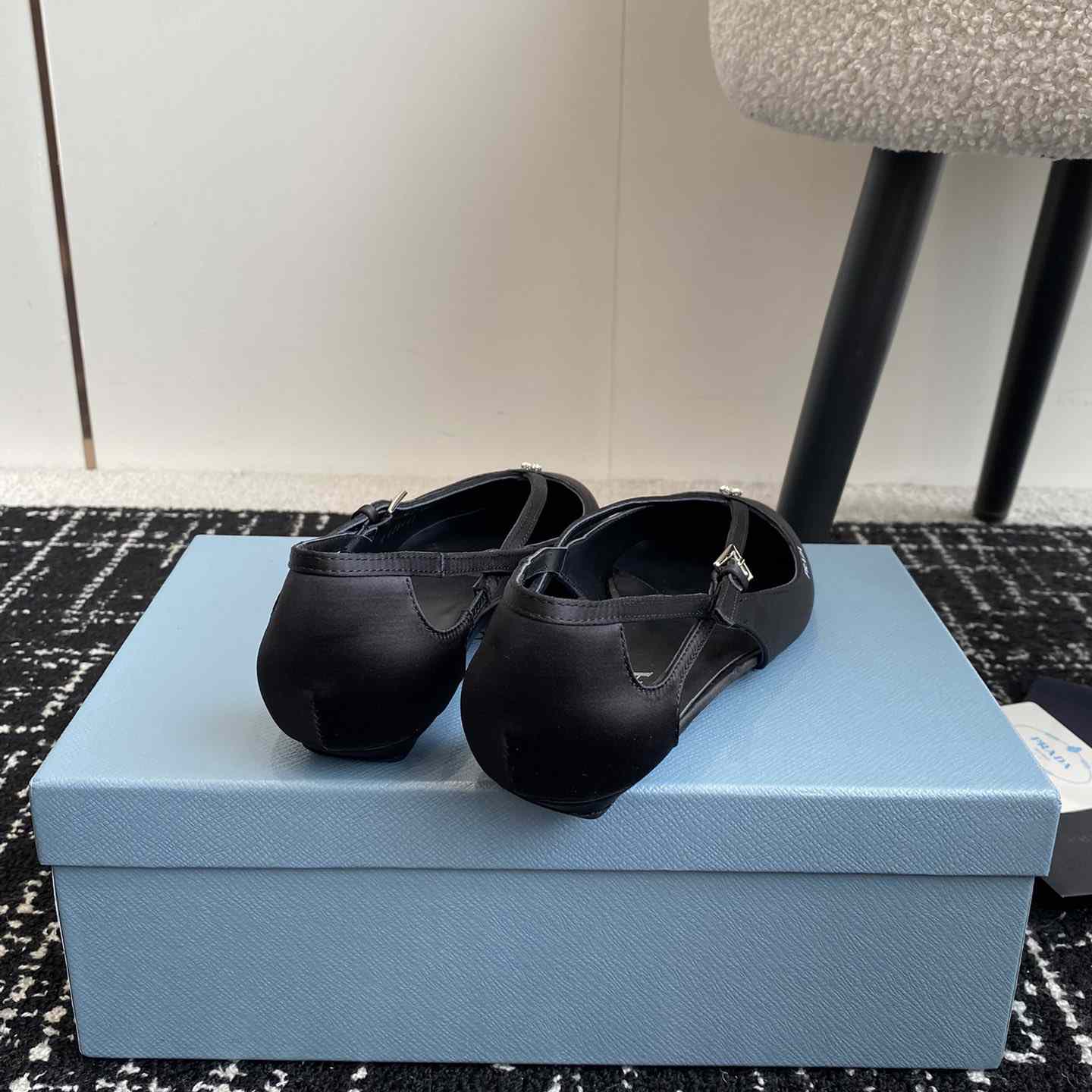 Prada Satin Crystal Embellishments Ballet Flats - DesignerGu