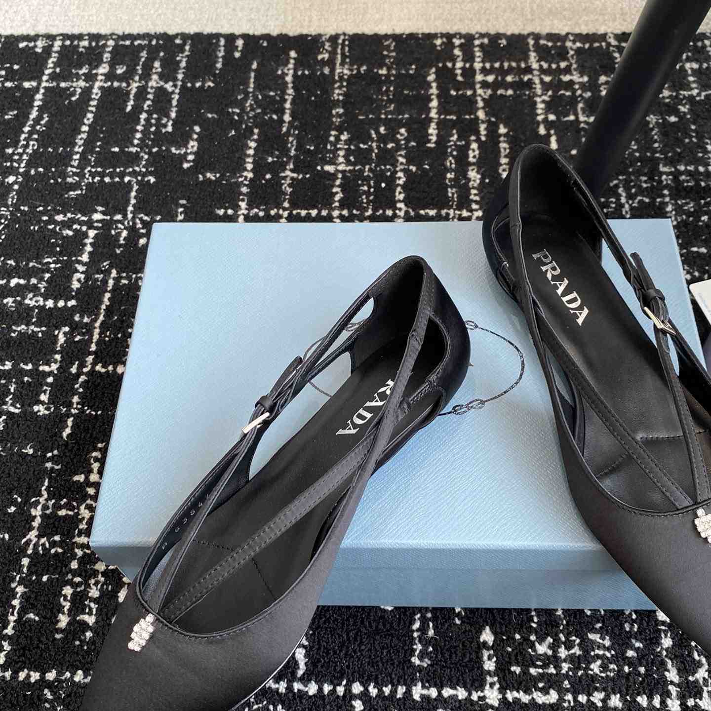 Prada Satin Crystal Embellishments Ballet Flats - DesignerGu