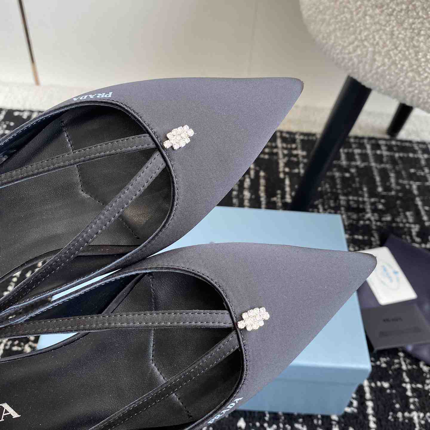 Prada Satin Crystal Embellishments Ballet Flats - DesignerGu