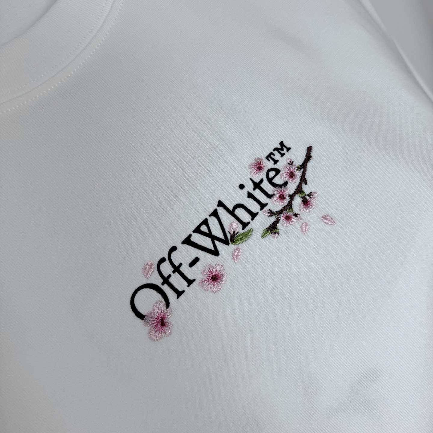 Off-White Embroidered Cherry Blossom Arrow Logo T-Shirt 'White' - DesignerGu