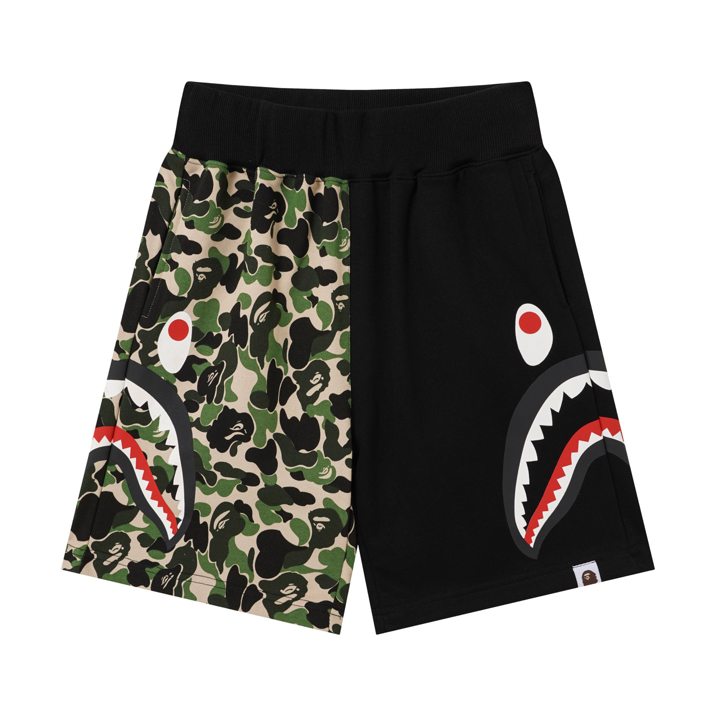 Bape Camo Half Side Shark Sweat Shorts  - DesignerGu