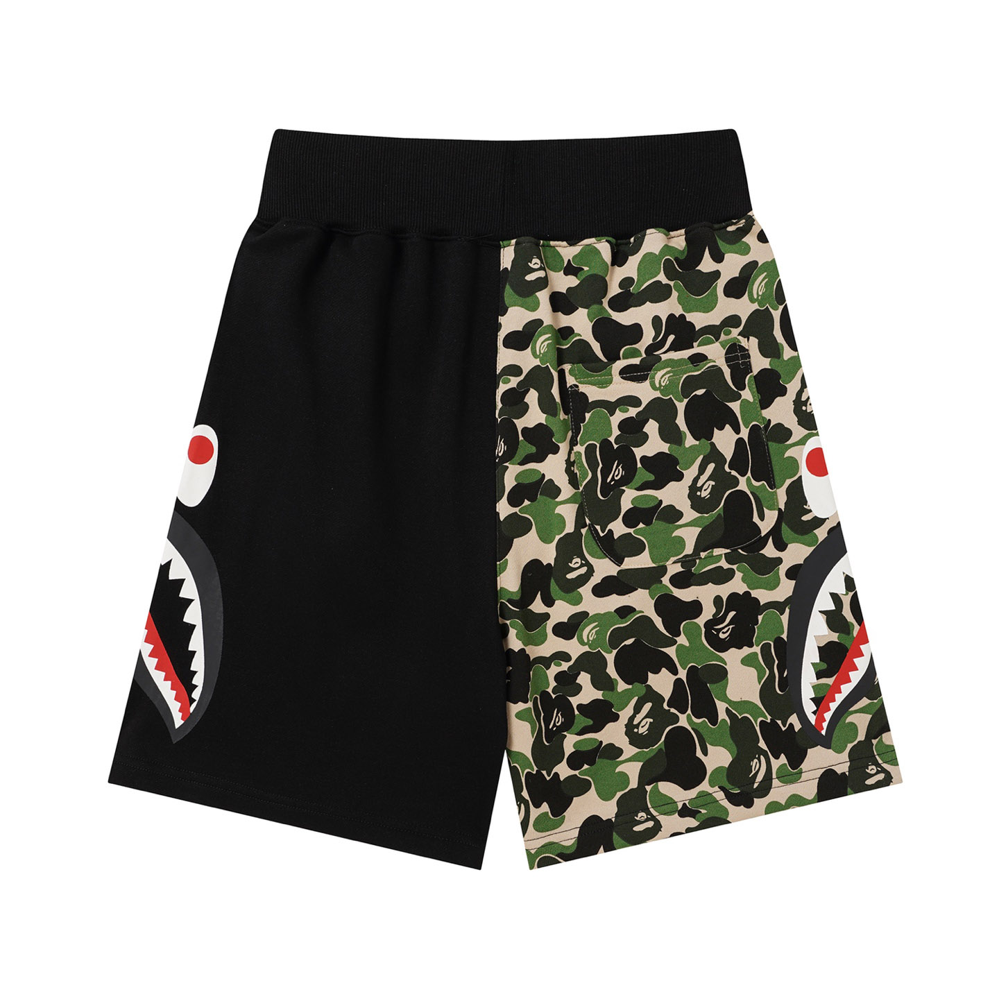 Bape Camo Half Side Shark Sweat Shorts  - DesignerGu
