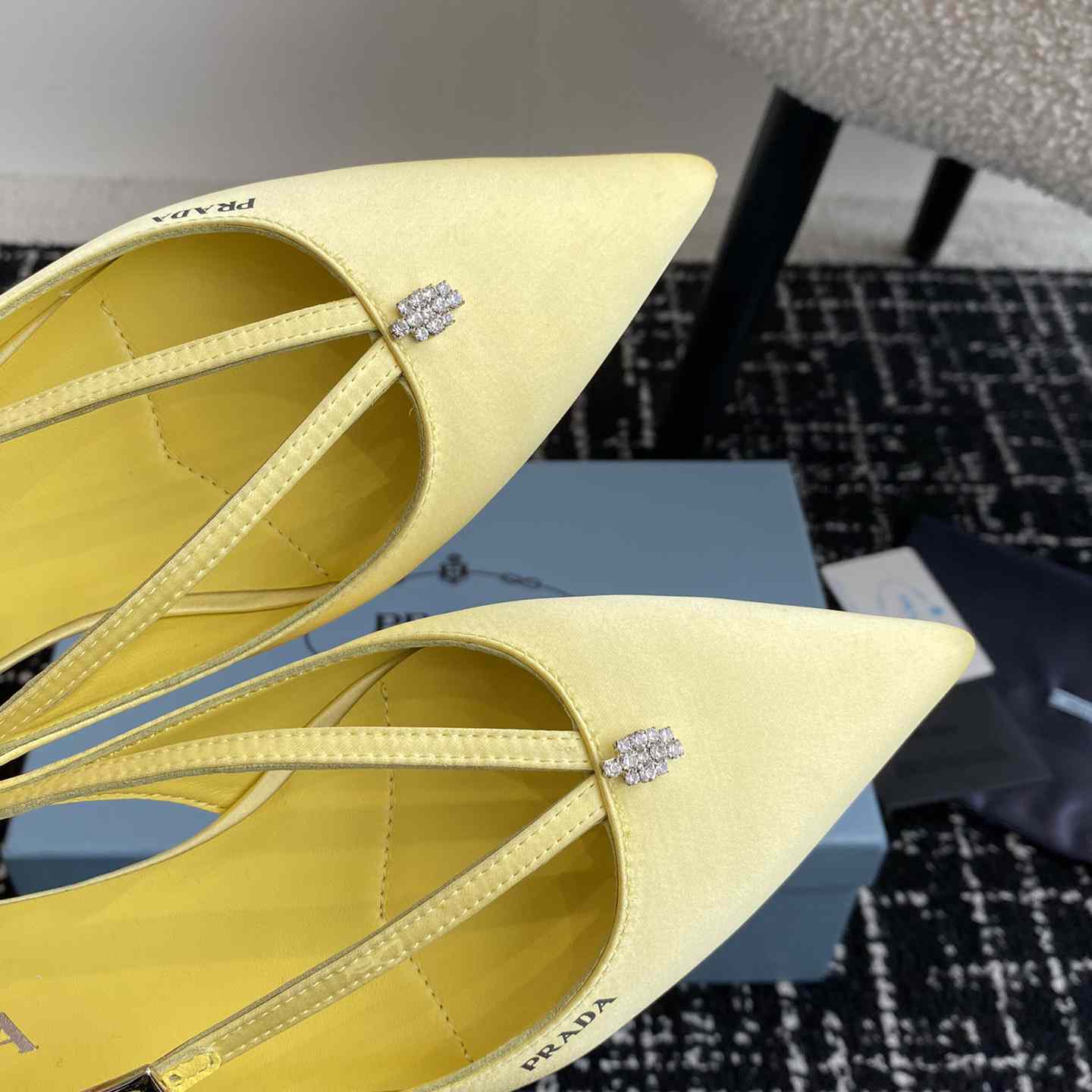 Prada Satin Crystal Embellishments Ballet Flats - DesignerGu