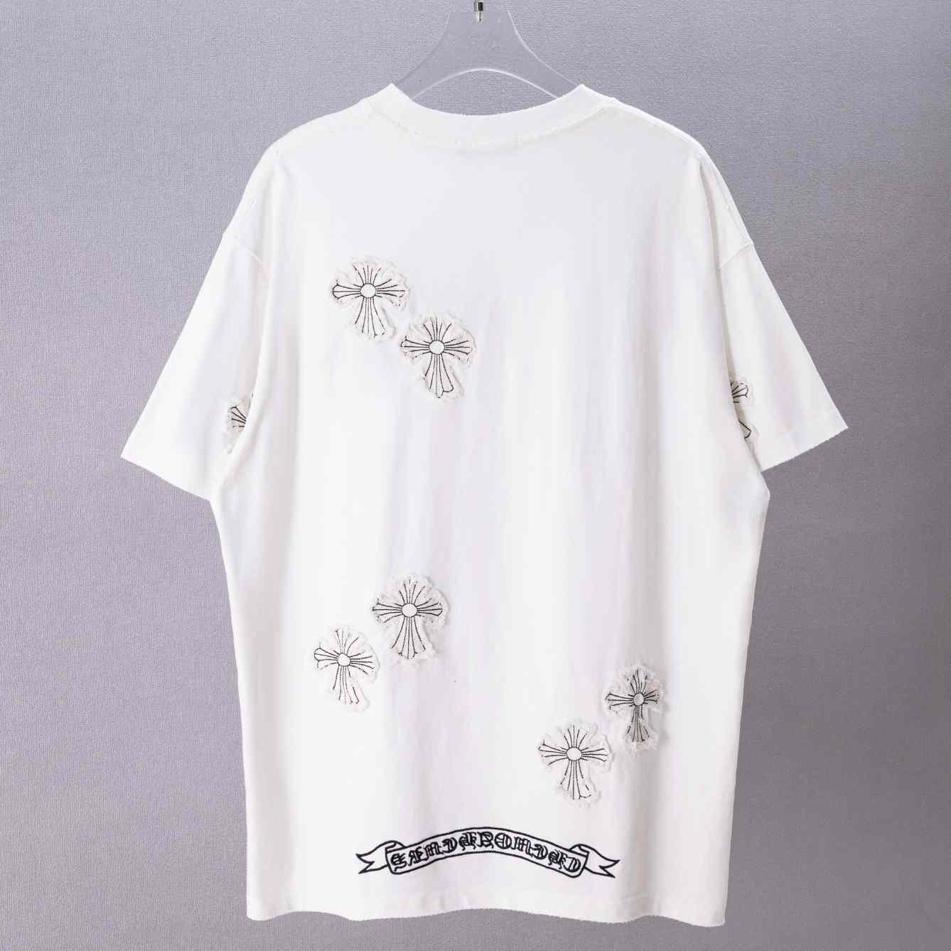 Chrome Hearts Cross Stitch Patchwork  T-Shirt 'White' - DesignerGu