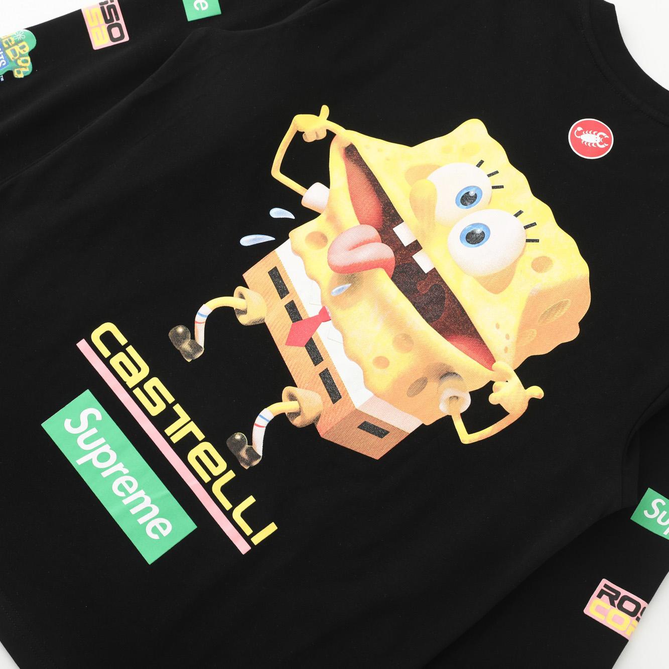 Supreme x Spongebob Squarepants x Castelli Racing Long-Sleeve Tee 'Black' - DesignerGu