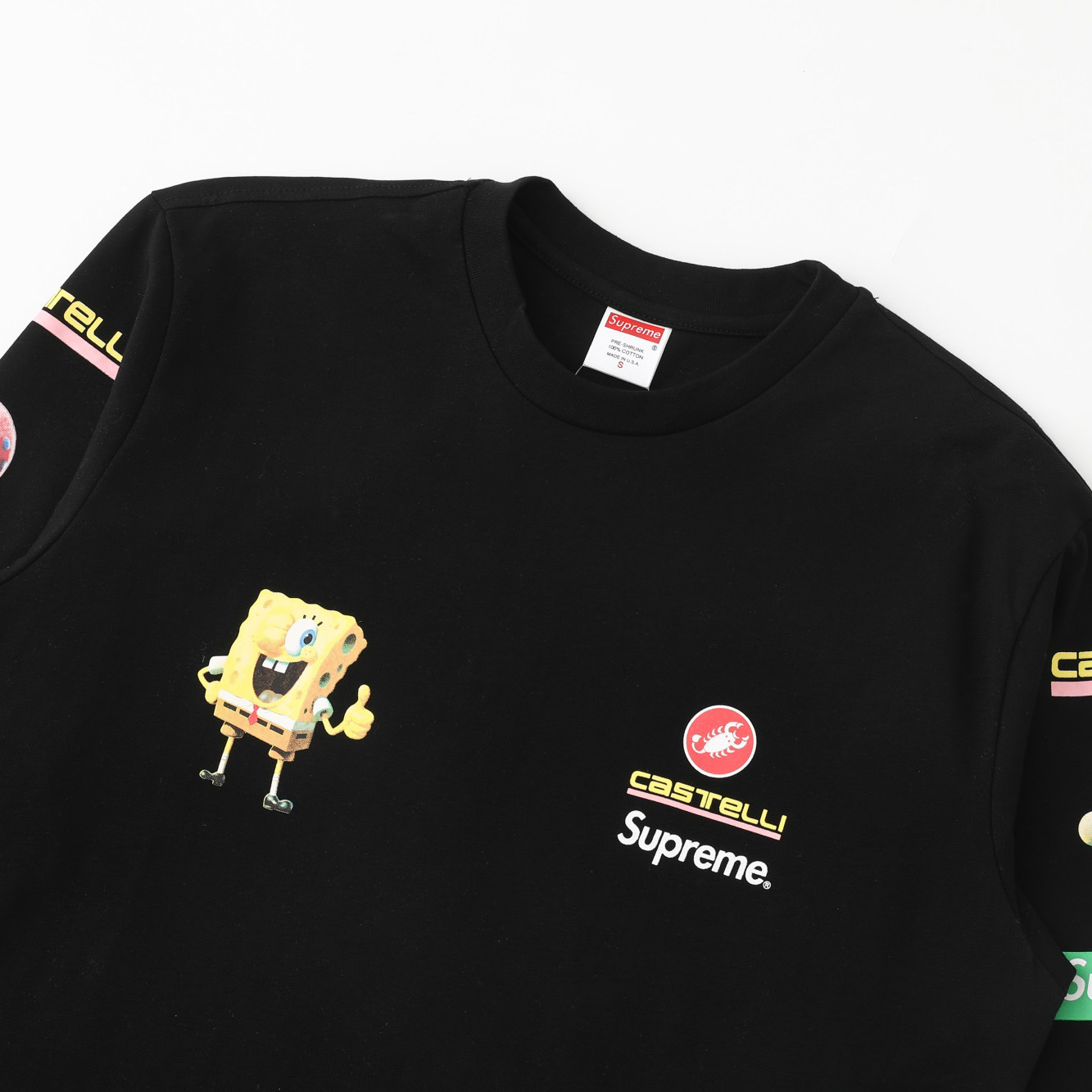 Supreme x Spongebob Squarepants x Castelli Racing Long-Sleeve Tee 'Black' - DesignerGu