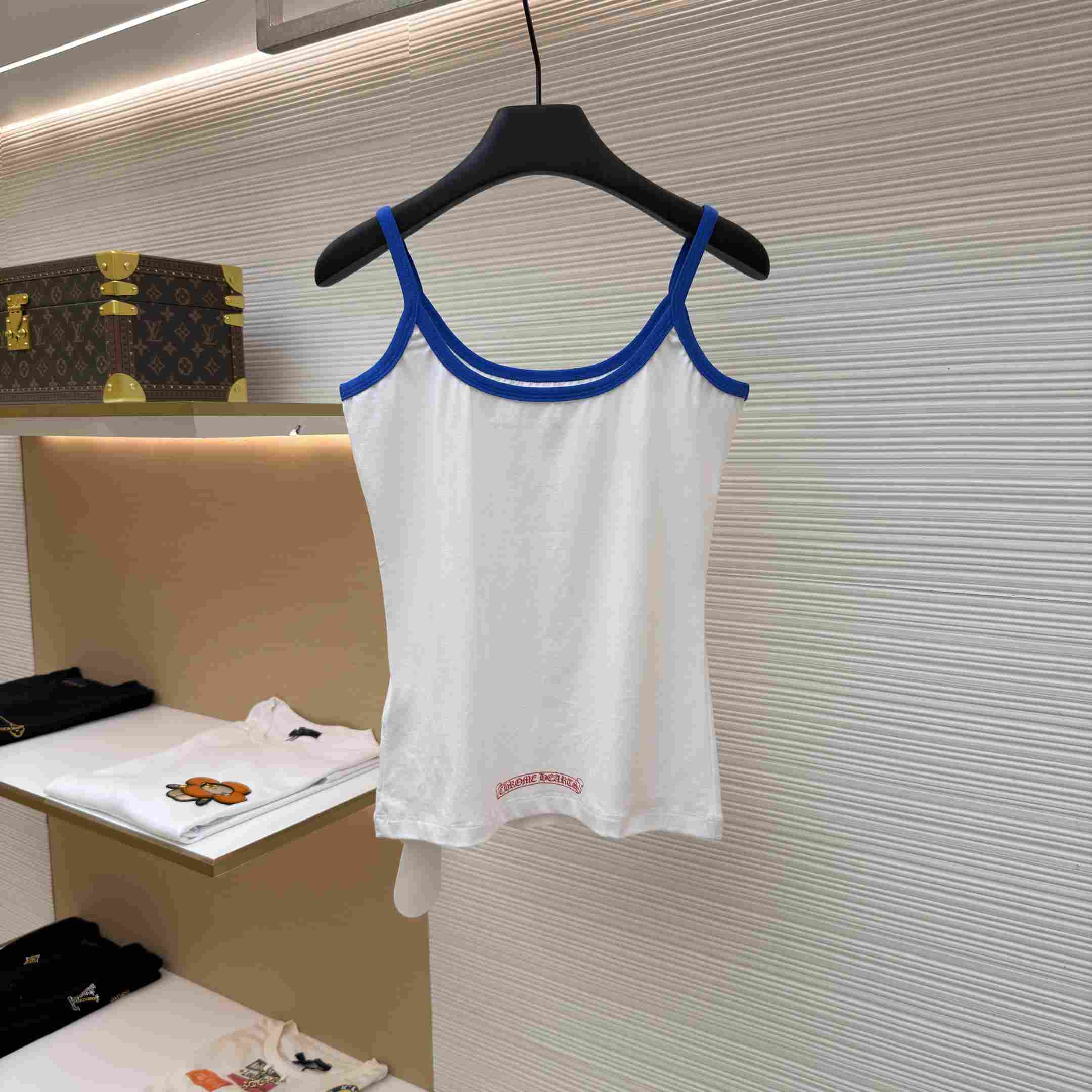 Chrome Hearts Roller Skates White&Blue Horseshoe Tank Top - DesignerGu