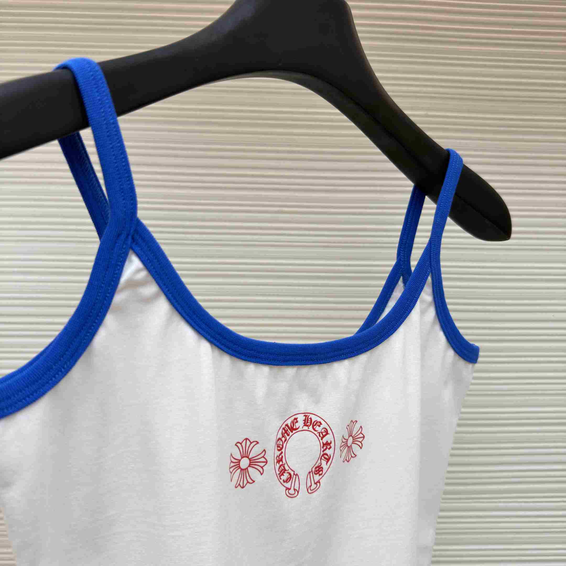 Chrome Hearts Roller Skates White&Blue Horseshoe Tank Top - DesignerGu