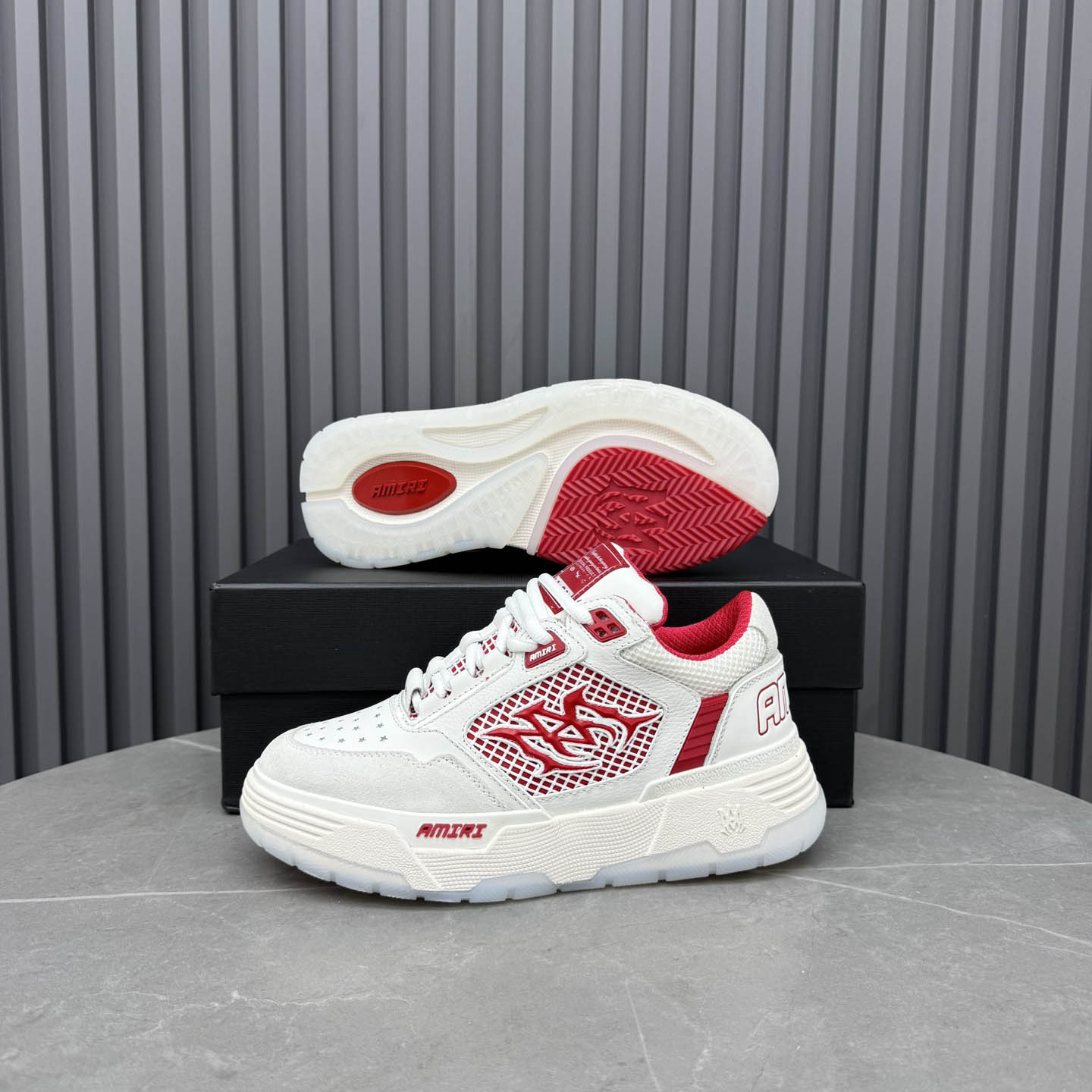 Amiri White & Red MA-94 Sneakers - DesignerGu