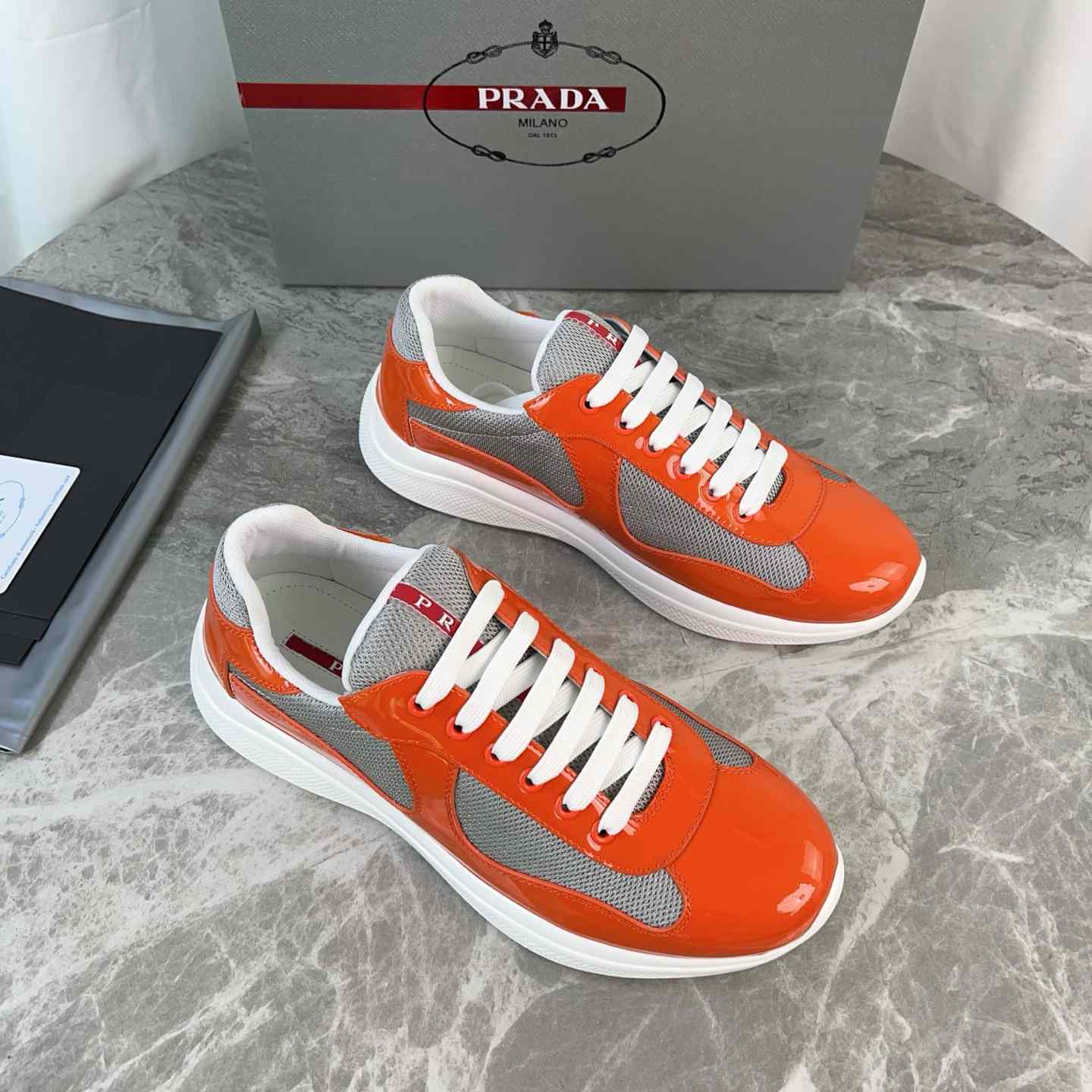 Prada Patent Leather And Technical Fabric Prada America's Cup Sneakers(upon uk size) - DesignerGu