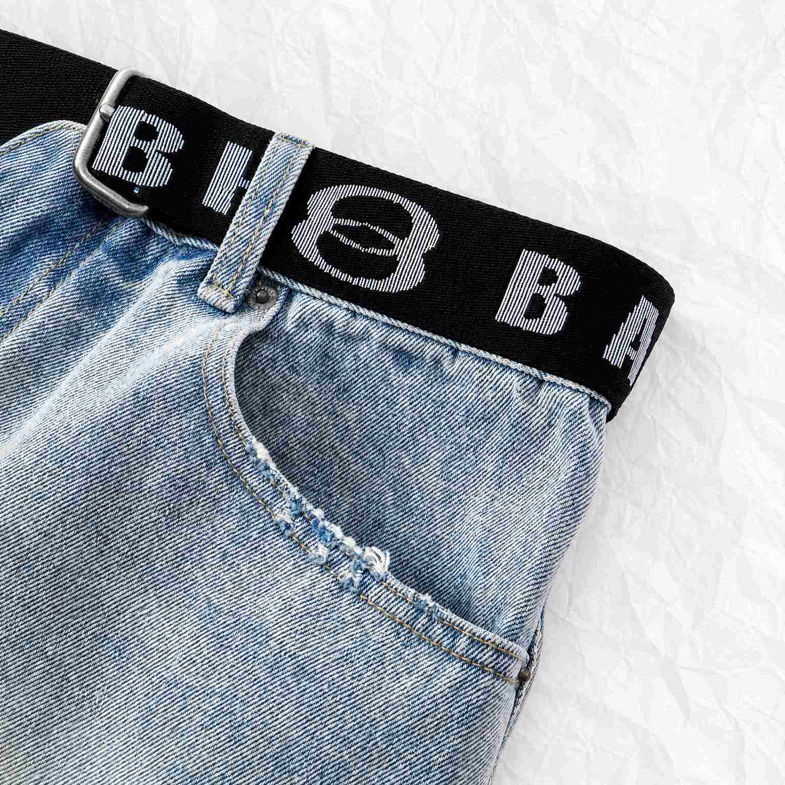 Balenciaga Belted Shorts In Light Blue - DesignerGu
