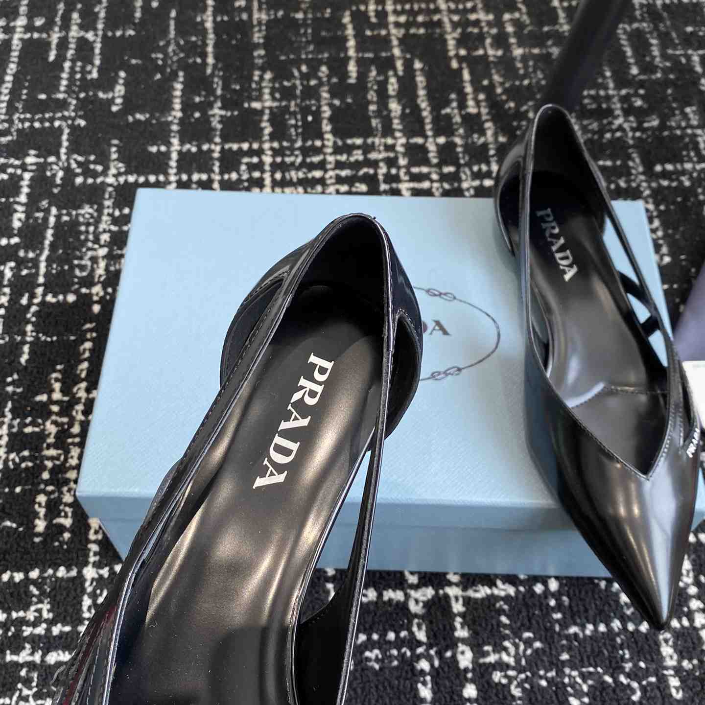 Prada Leather Cutout Ballerina Shoes - DesignerGu
