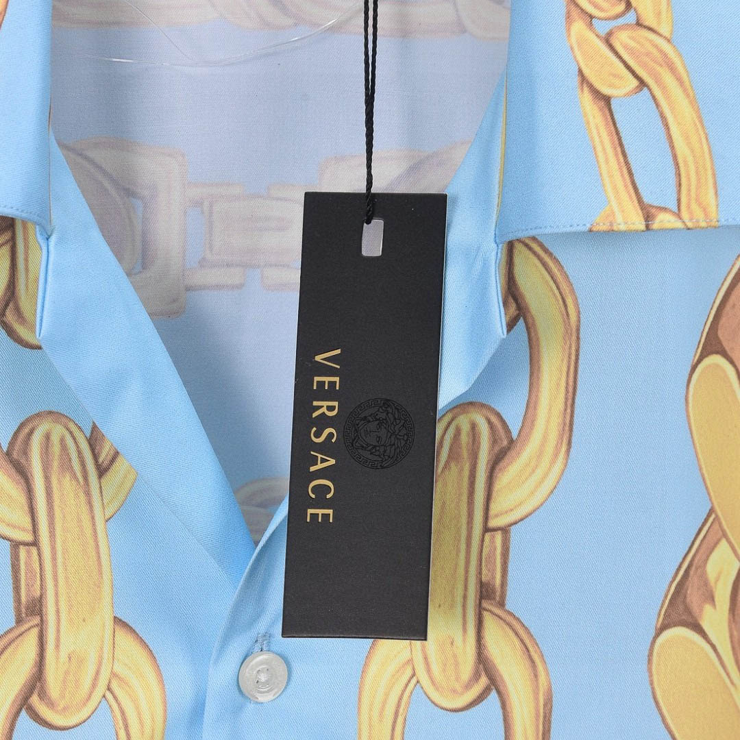 Versace Chain-Link Printed Short-Sleeved Shirt - DesignerGu