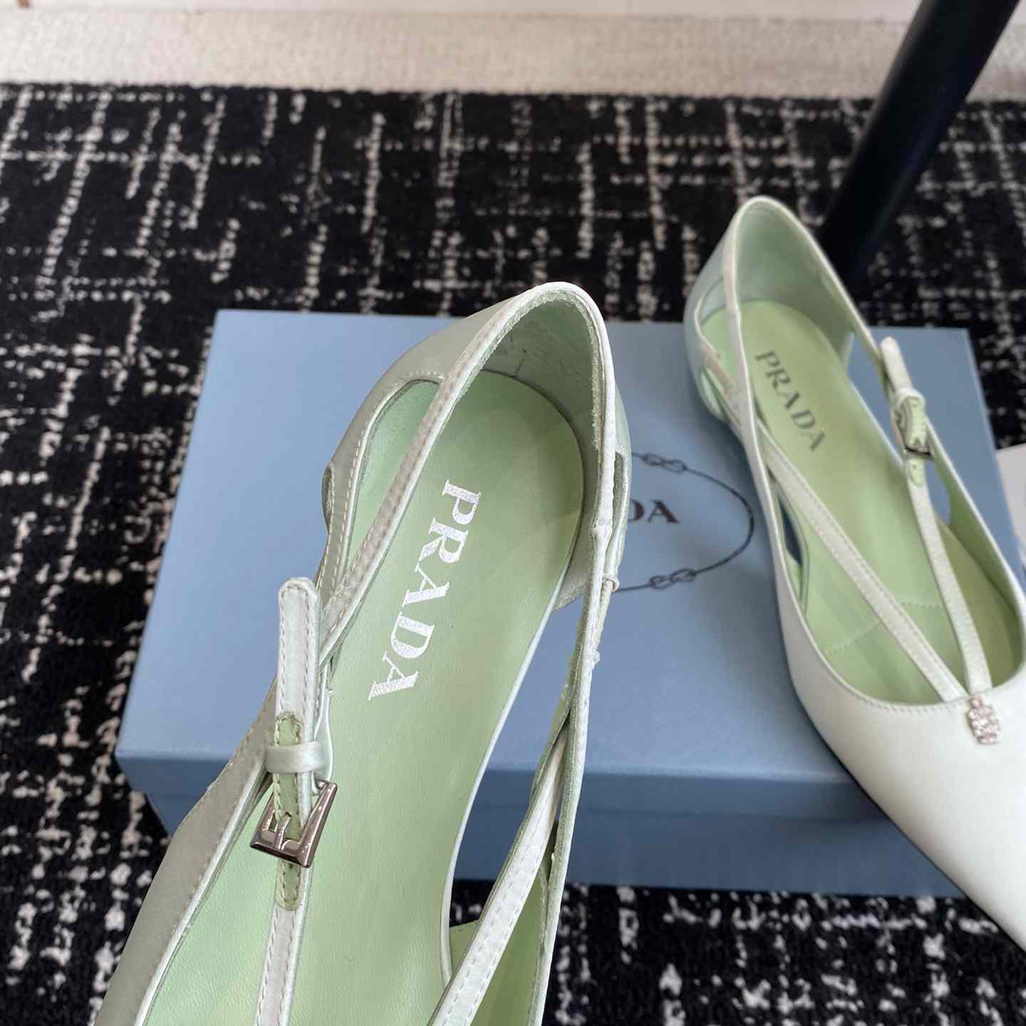 Prada Satin Crystal Embellishments Ballet Flats - DesignerGu