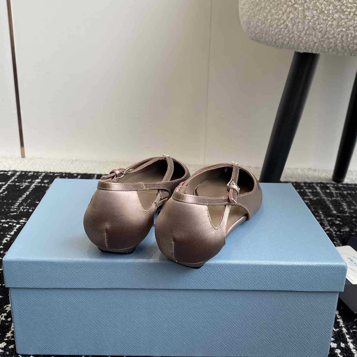 Prada Satin Crystal Embellishments Ballet Flats - DesignerGu