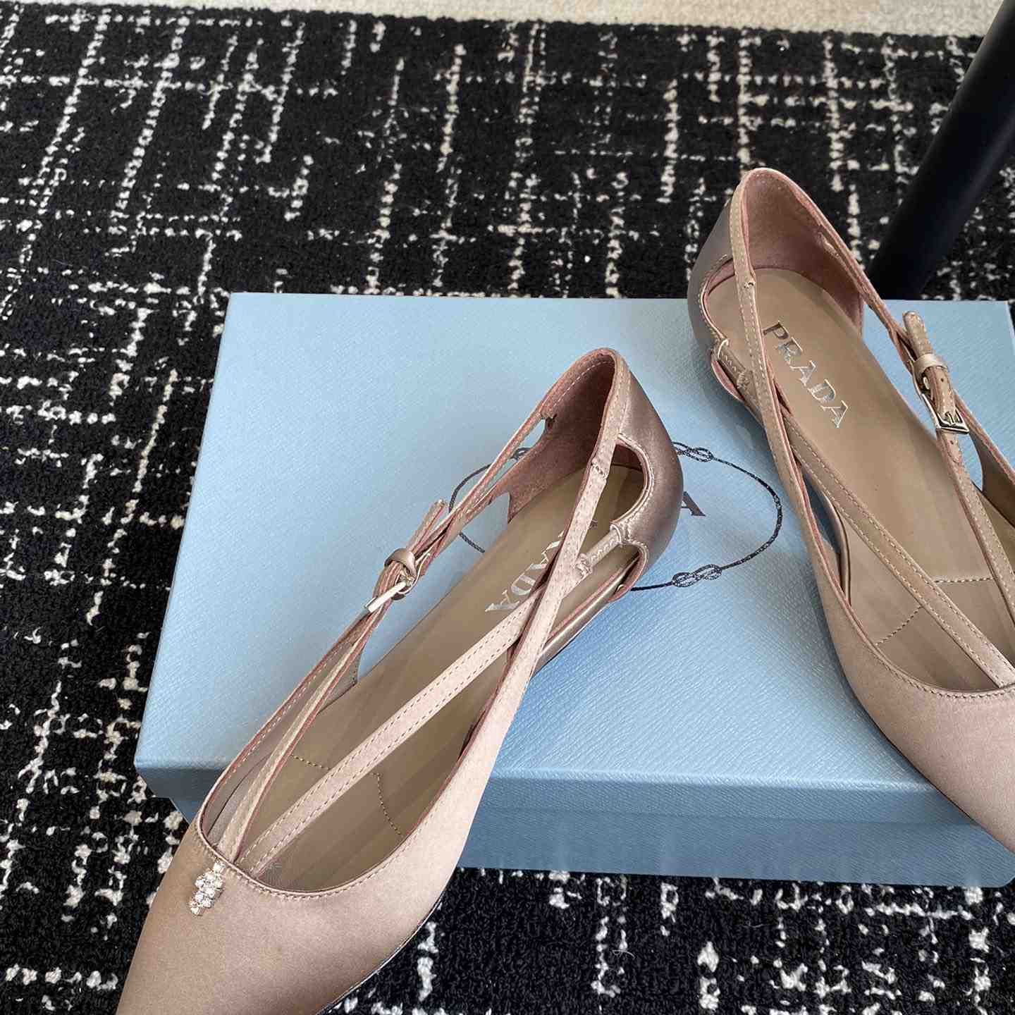 Prada Satin Crystal Embellishments Ballet Flats - DesignerGu