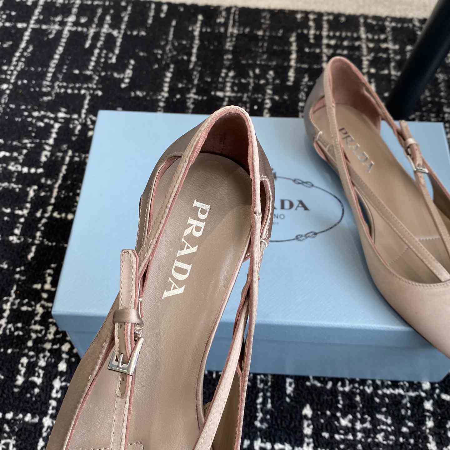 Prada Satin Crystal Embellishments Ballet Flats - DesignerGu