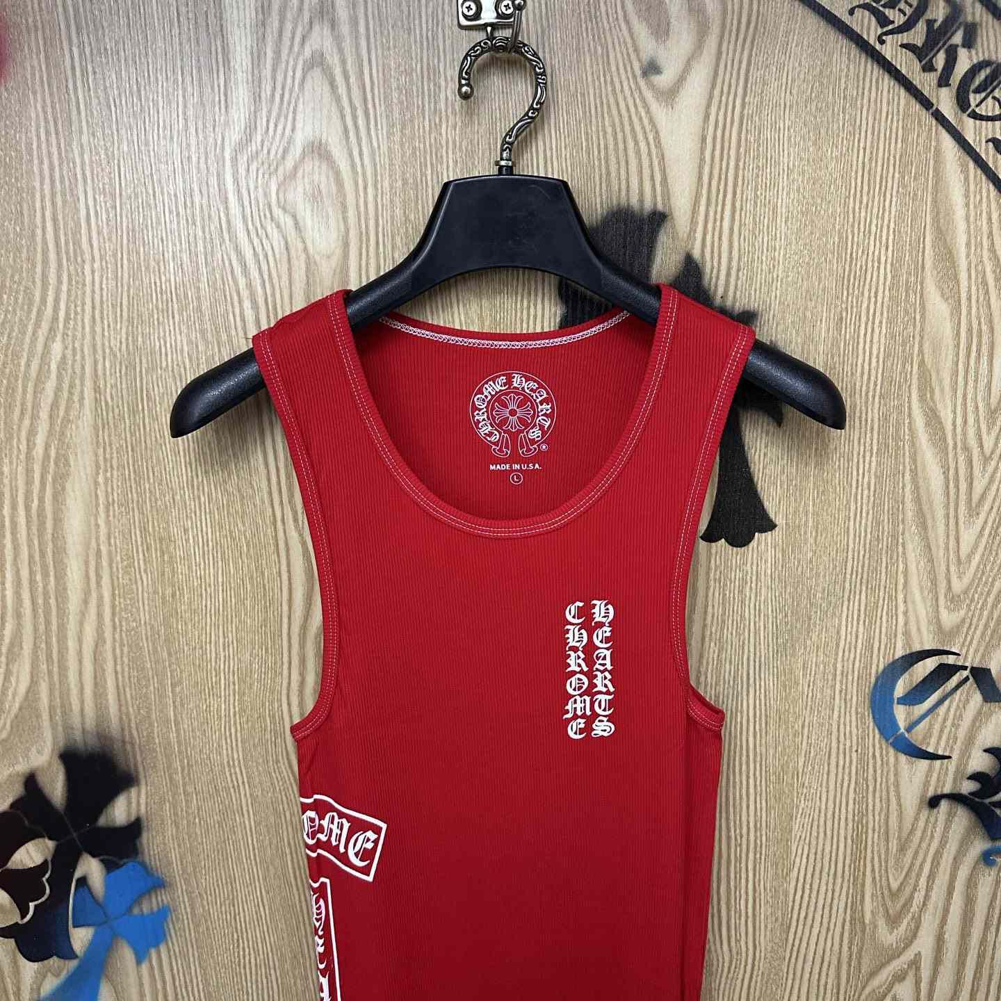 Chrome Hearts  Ribbed Tank Top Red - DesignerGu