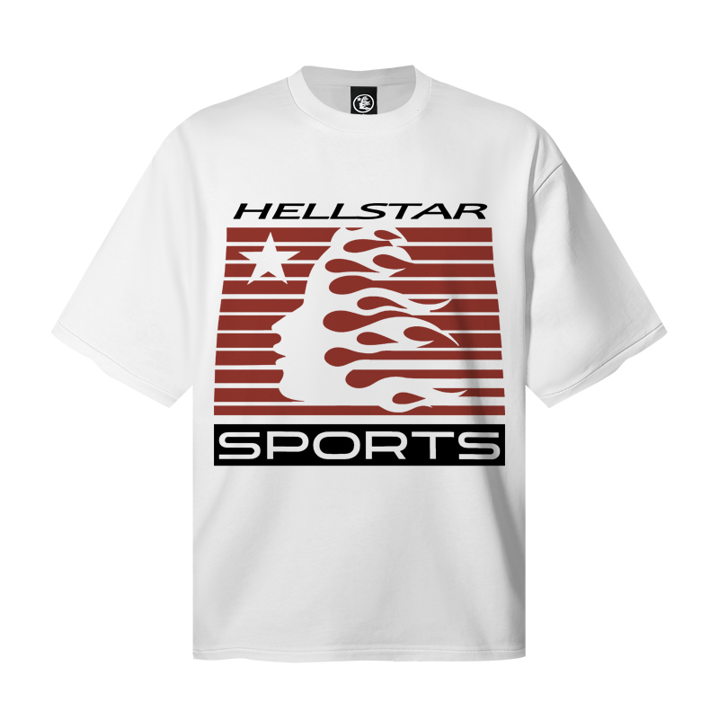 Hellstar Flame Tribal Motion T-Shirt 'White' - DesignerGu
