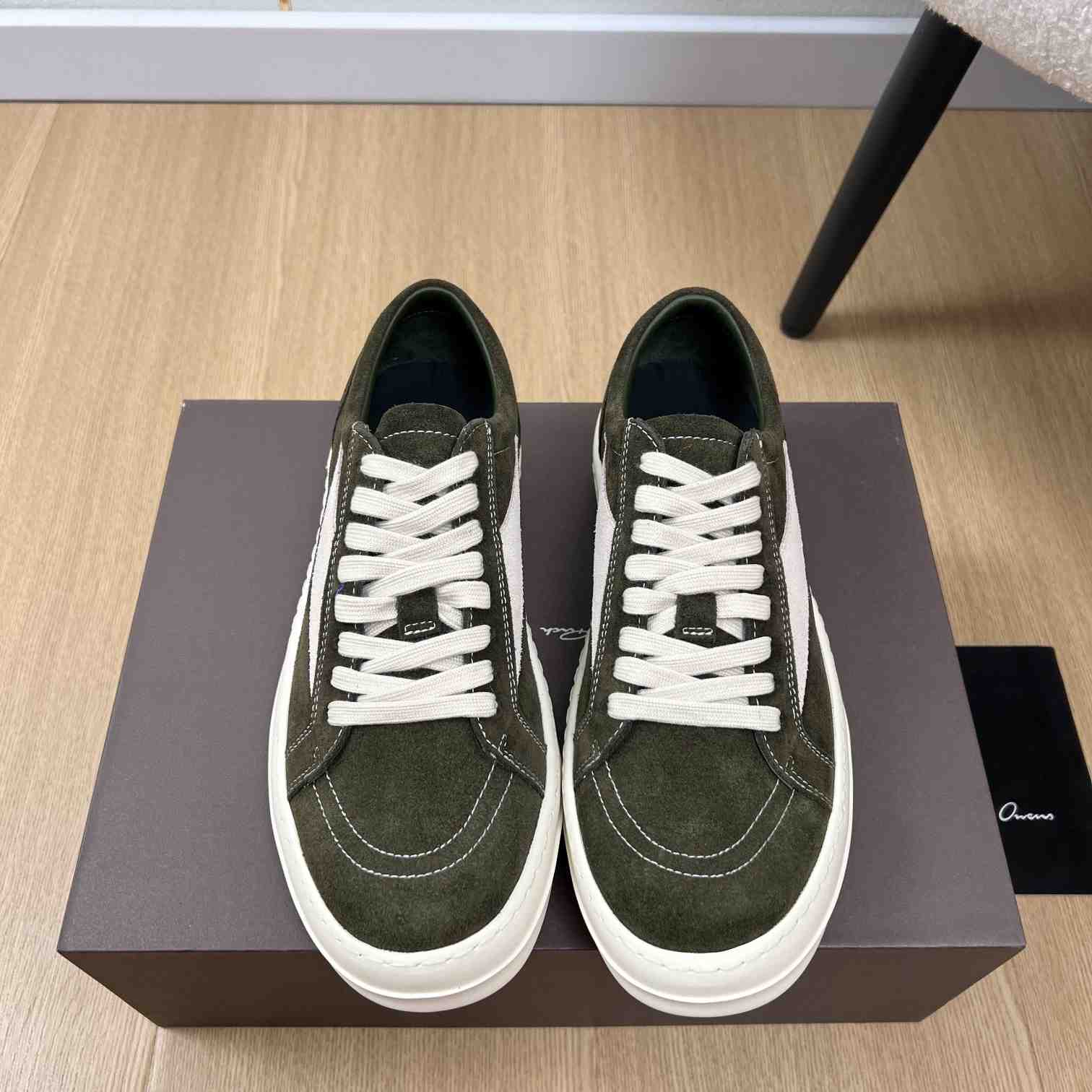 Rick Owens Vintage Leather-Trimmed Suede Sneakers - DesignerGu