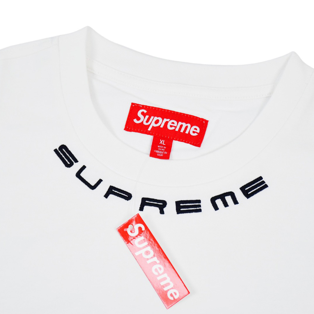 Supreme Collar Logo Long-Sleeve Top 'White' - DesignerGu