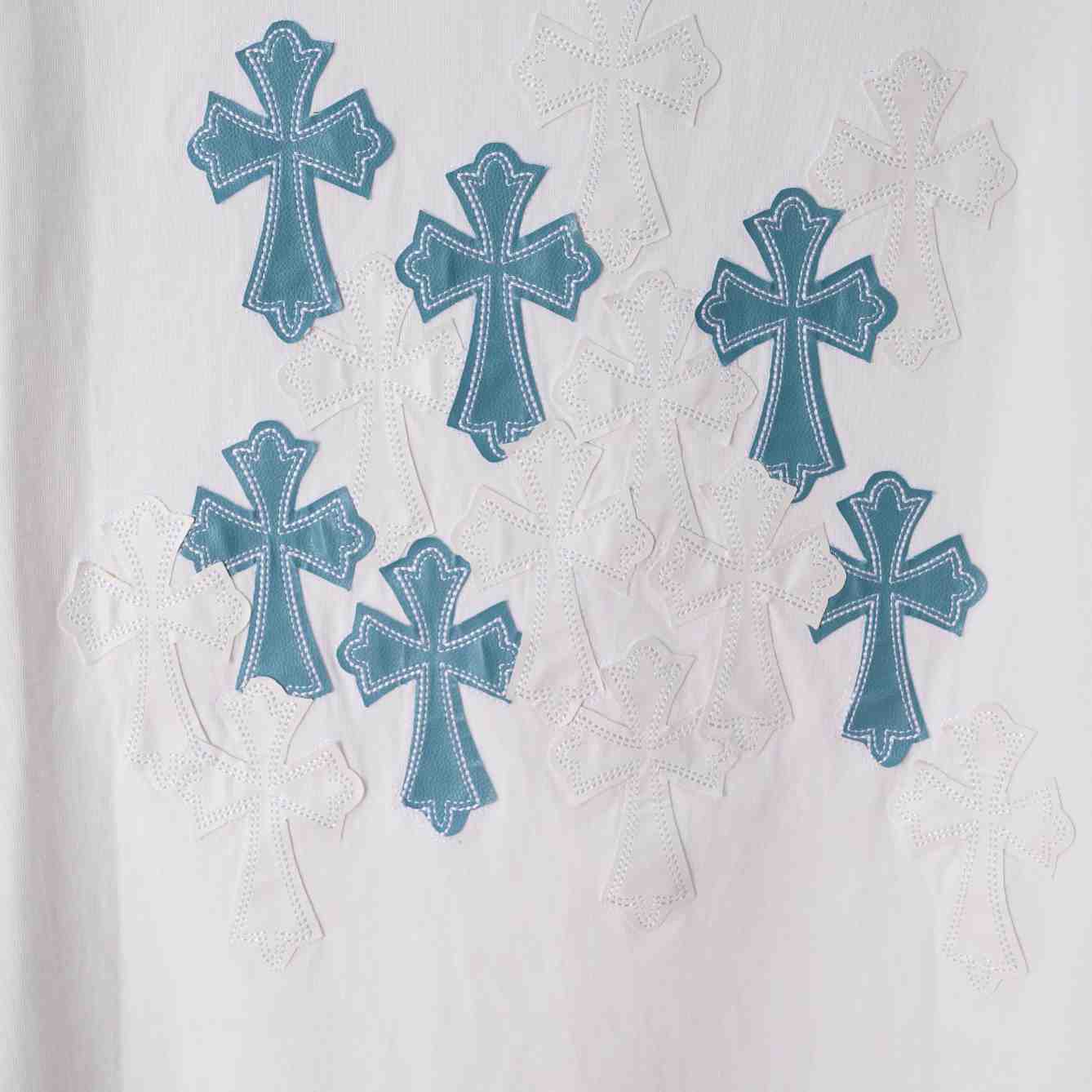 Chrome Hearts  Blue And White Cross Patch  T-Shirt 'White' - DesignerGu