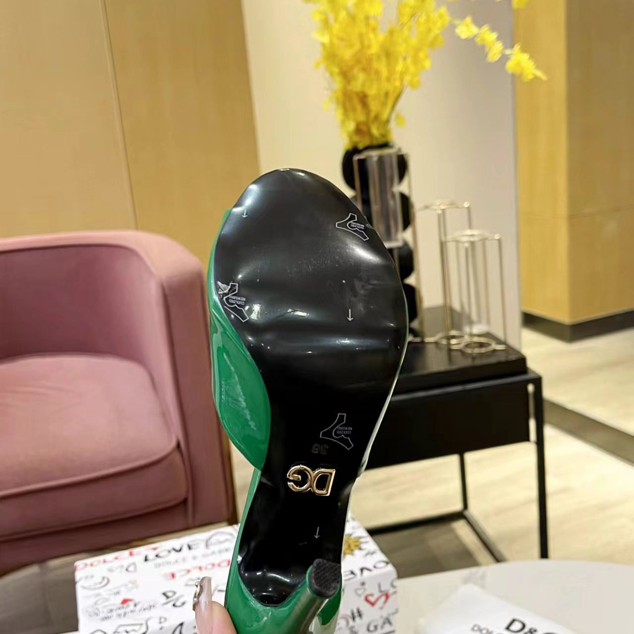 Dolce & Gabbana Patent Leather Mules With DG Logo - DesignerGu