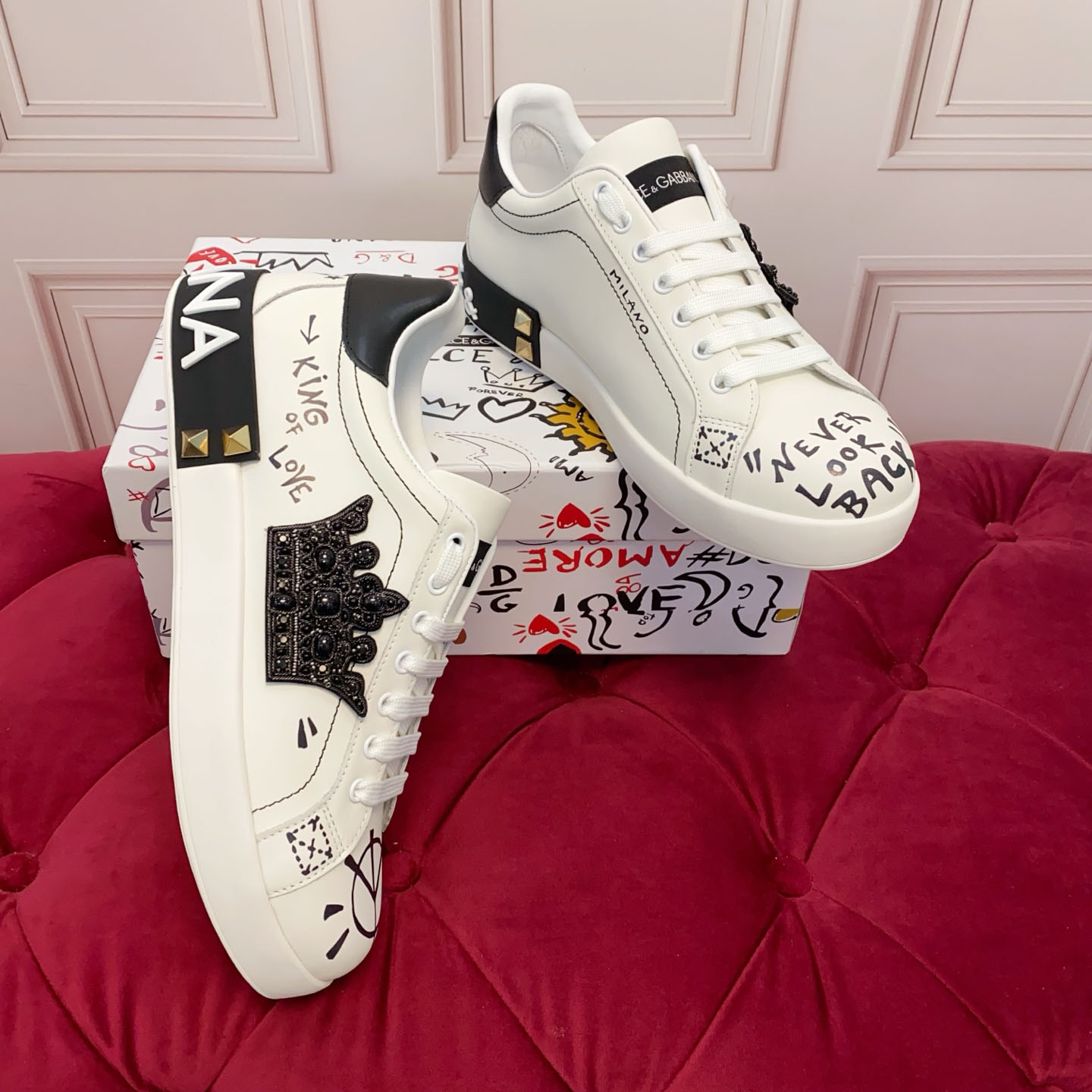 Dolce & Gabbana Portofino Nappa Calfskin Sneakers - DesignerGu