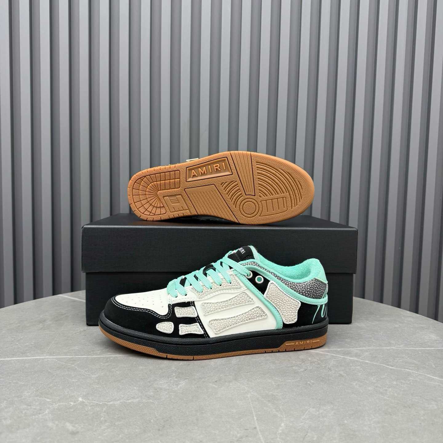 Amiri Black & Blue XL Skel Top Low Sneakers - DesignerGu