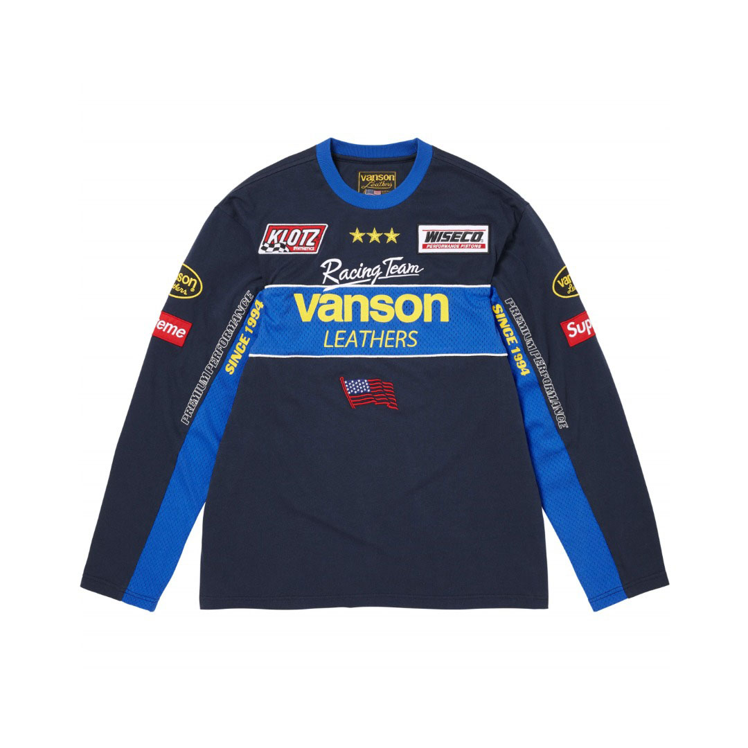 Supreme x Vanson Leathers Long-Sleeve Top 'Navy' - DesignerGu