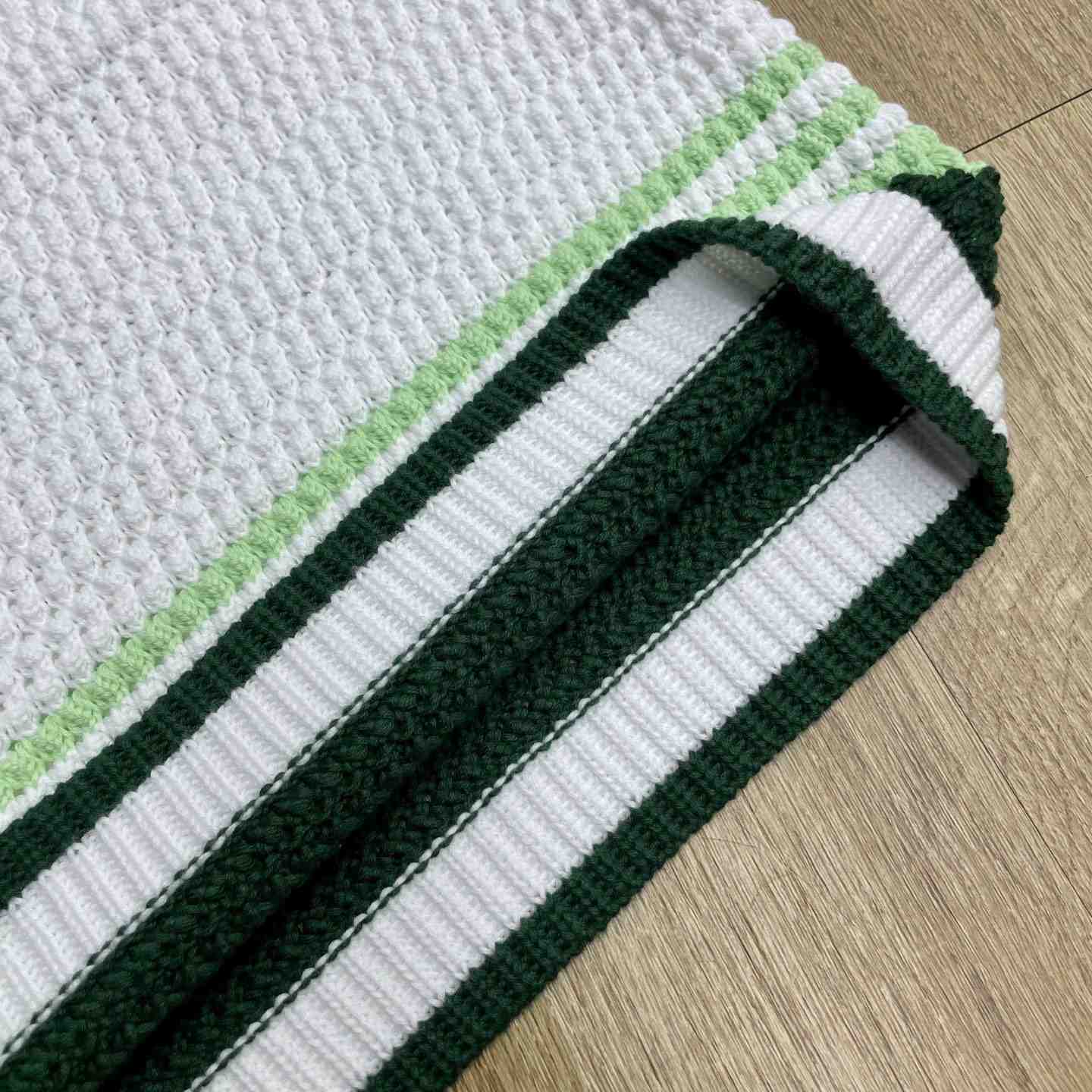 Casablanca Green & White Tennis Stripe Crochet Shorts D0207 - DesignerGu