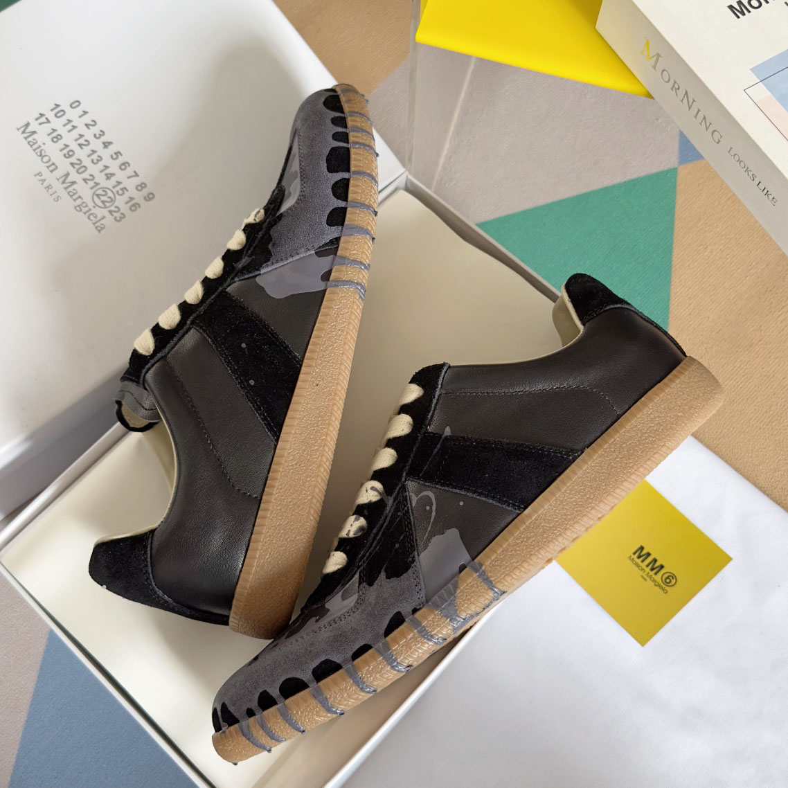 Maison Margiela Replica Paint Leather Sneakers - DesignerGu