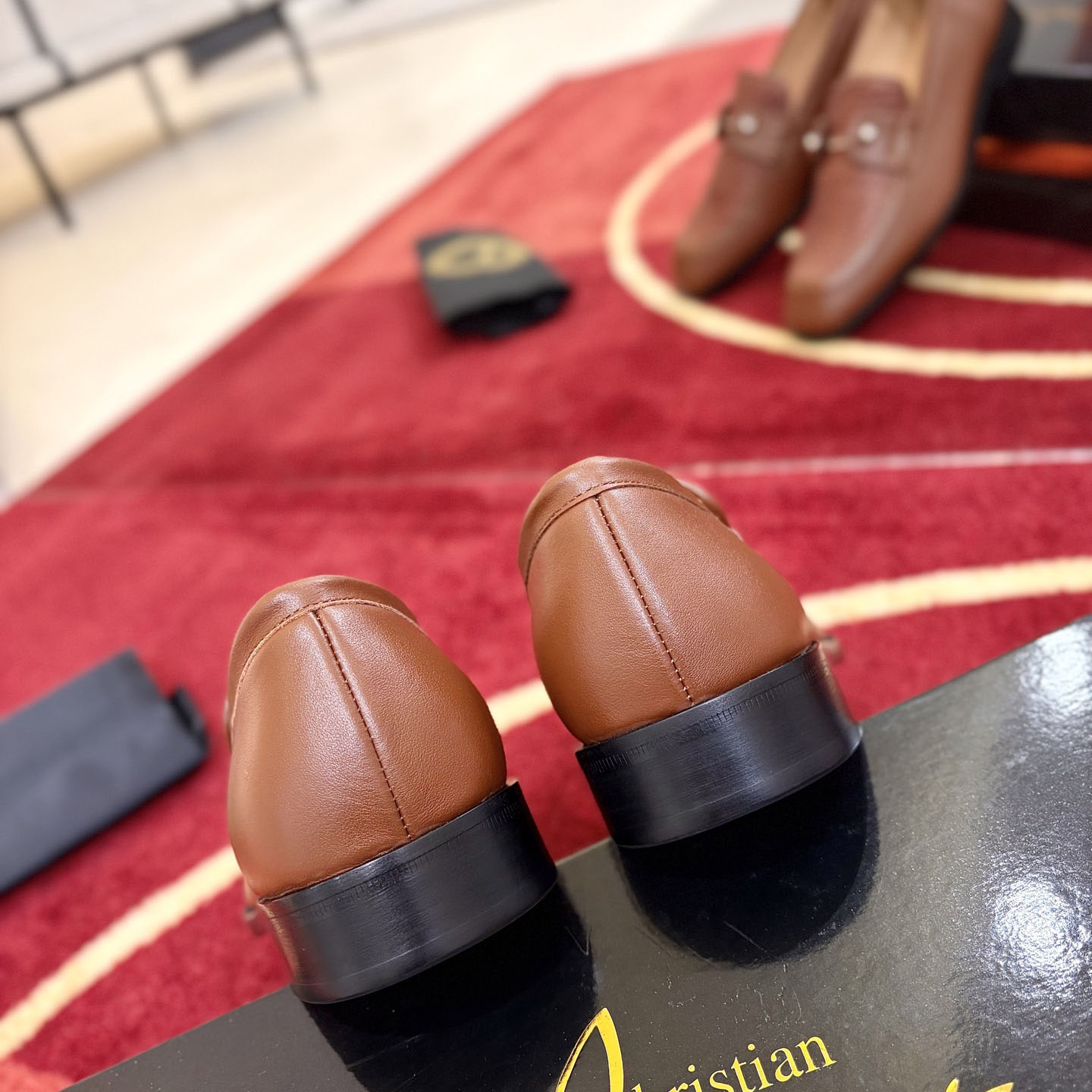 Christian Louboutin Chambelimoc Woven Leather Boat Shoes - DesignerGu