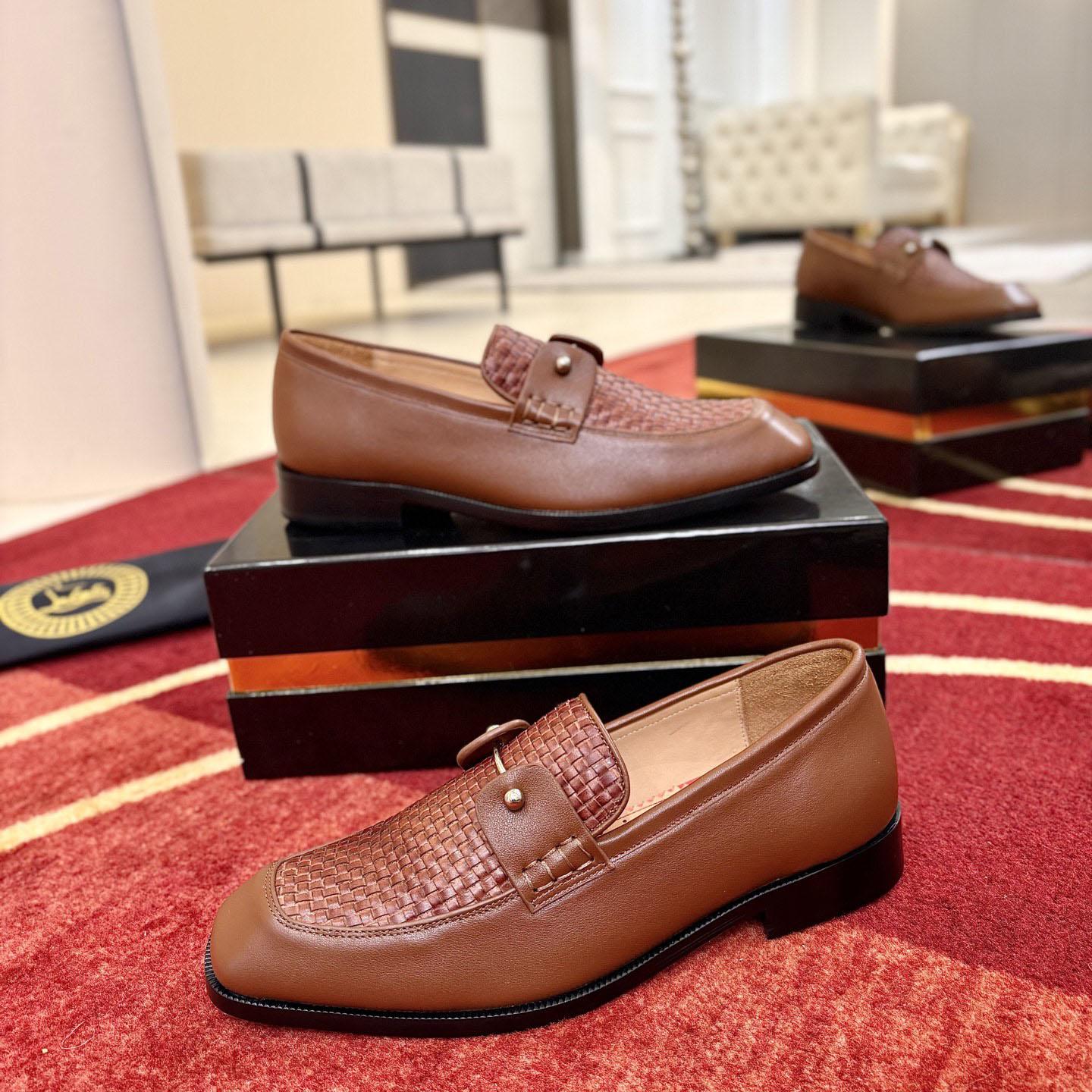 Christian Louboutin Chambelimoc Woven Leather Boat Shoes - DesignerGu