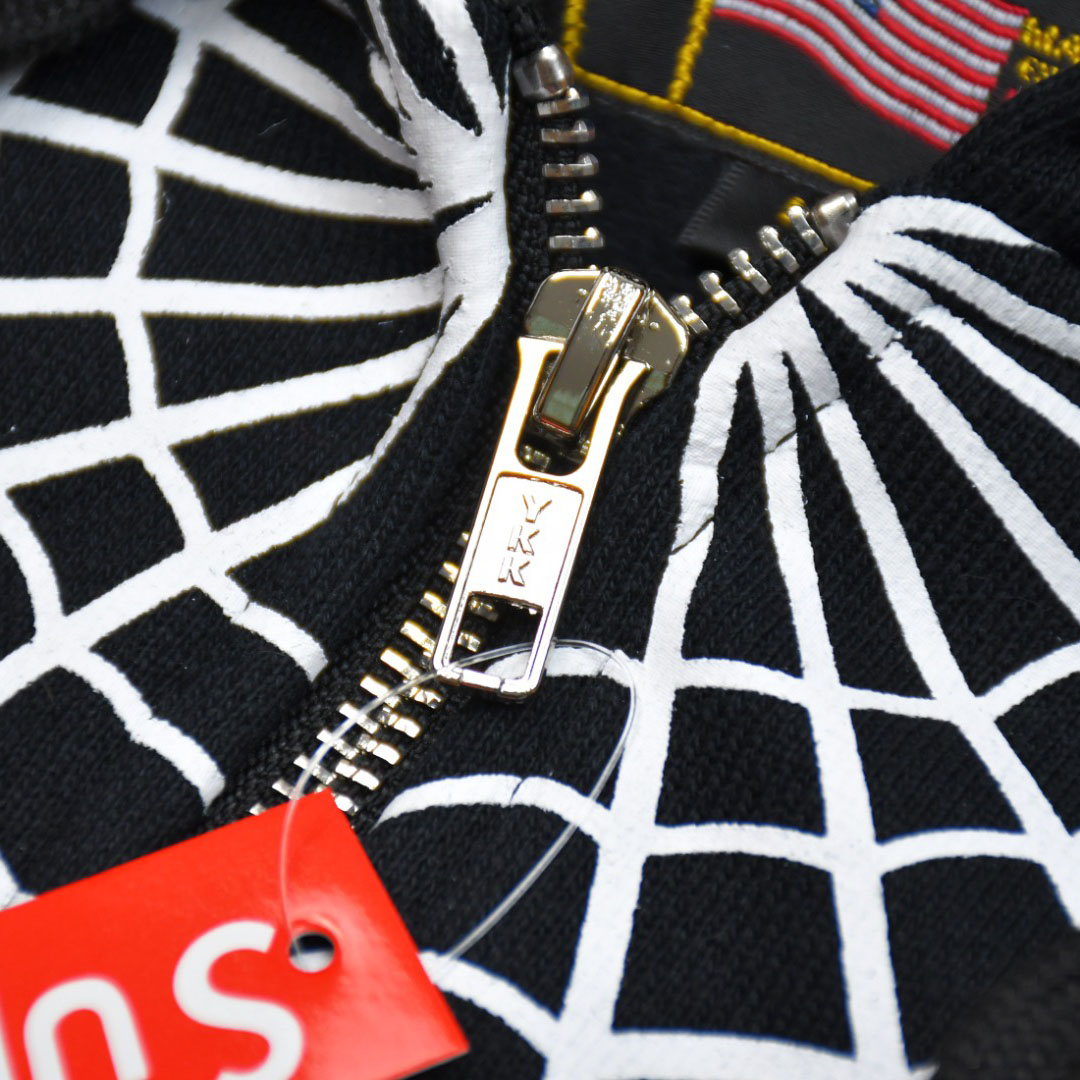 Supreme x Vanson Leathers Spider-Man Zip Up Hooded Sweatshirt 'Black' - DesignerGu