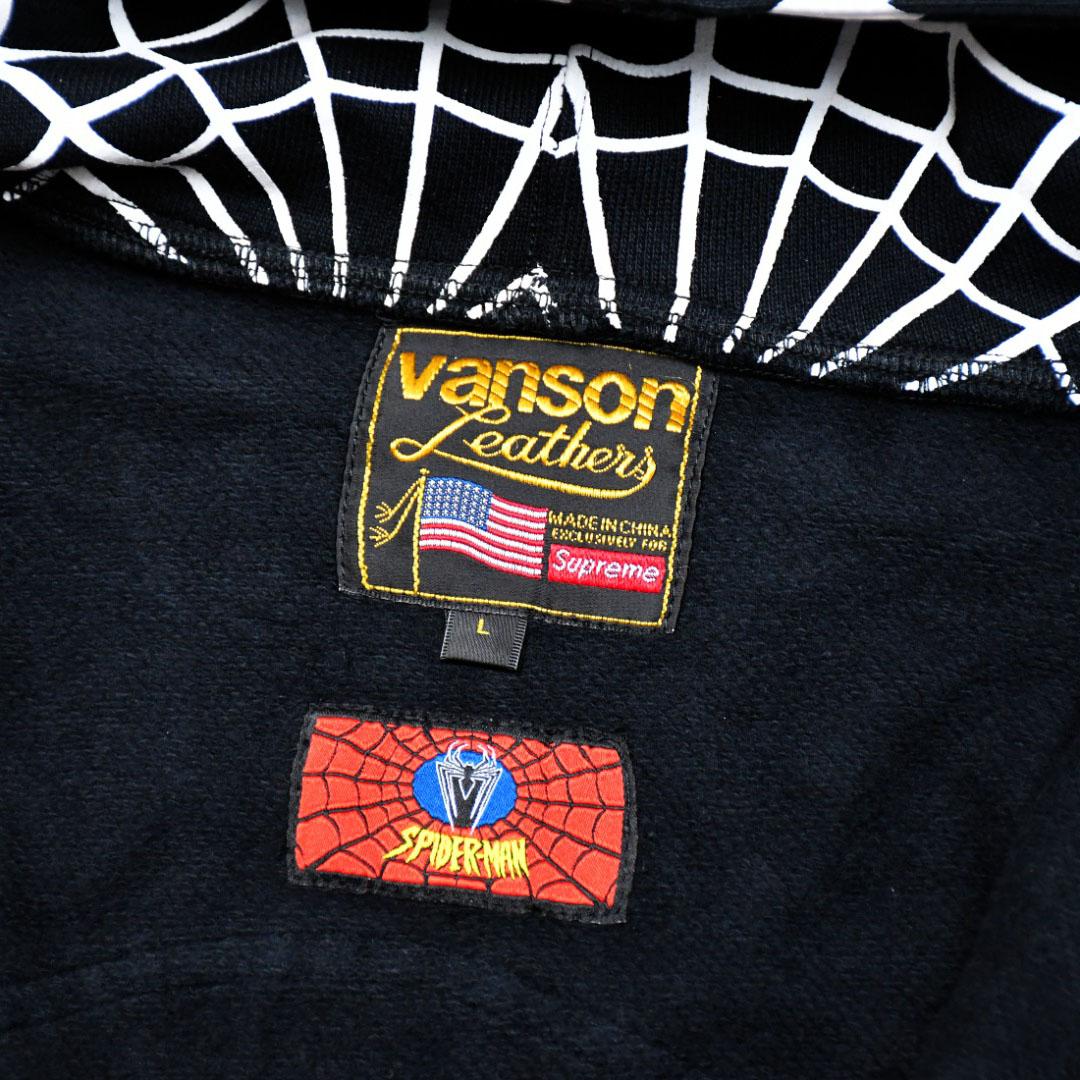 Supreme x Vanson Leathers Spider-Man Zip Up Hooded Sweatshirt 'Black' - DesignerGu