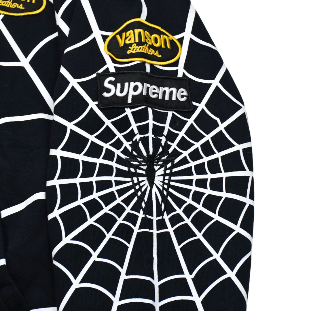 Supreme x Vanson Leathers Spider-Man Zip Up Hooded Sweatshirt 'Black' - DesignerGu