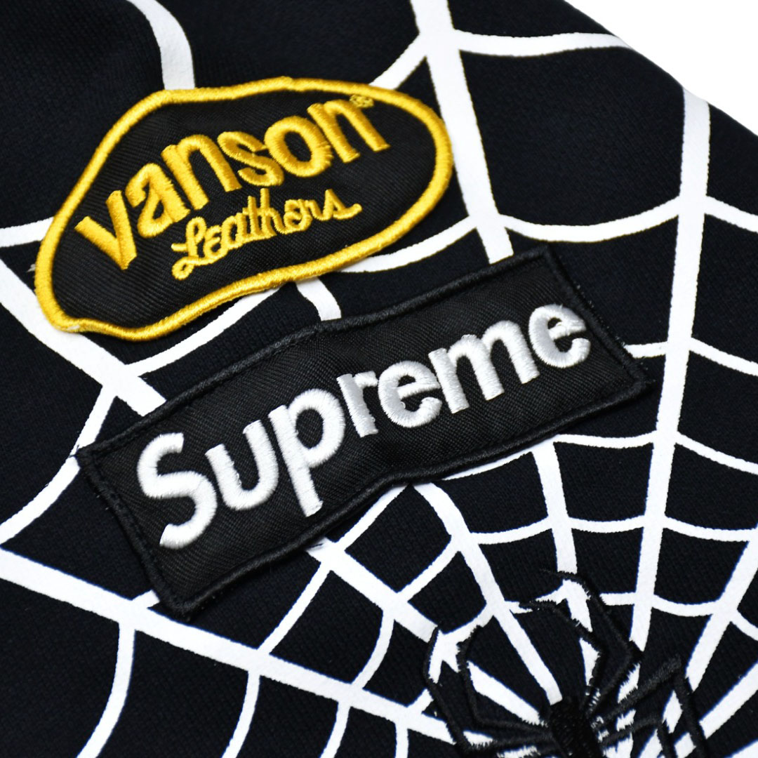 Supreme x Vanson Leathers Spider-Man Zip Up Hooded Sweatshirt 'Black' - DesignerGu