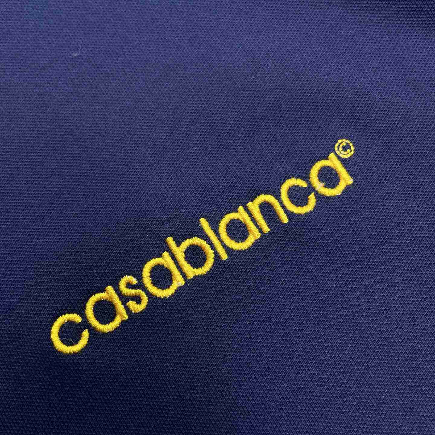 Casablanca Navy Laurel Pique Short Sleeve Polo Shirt C1174 - DesignerGu
