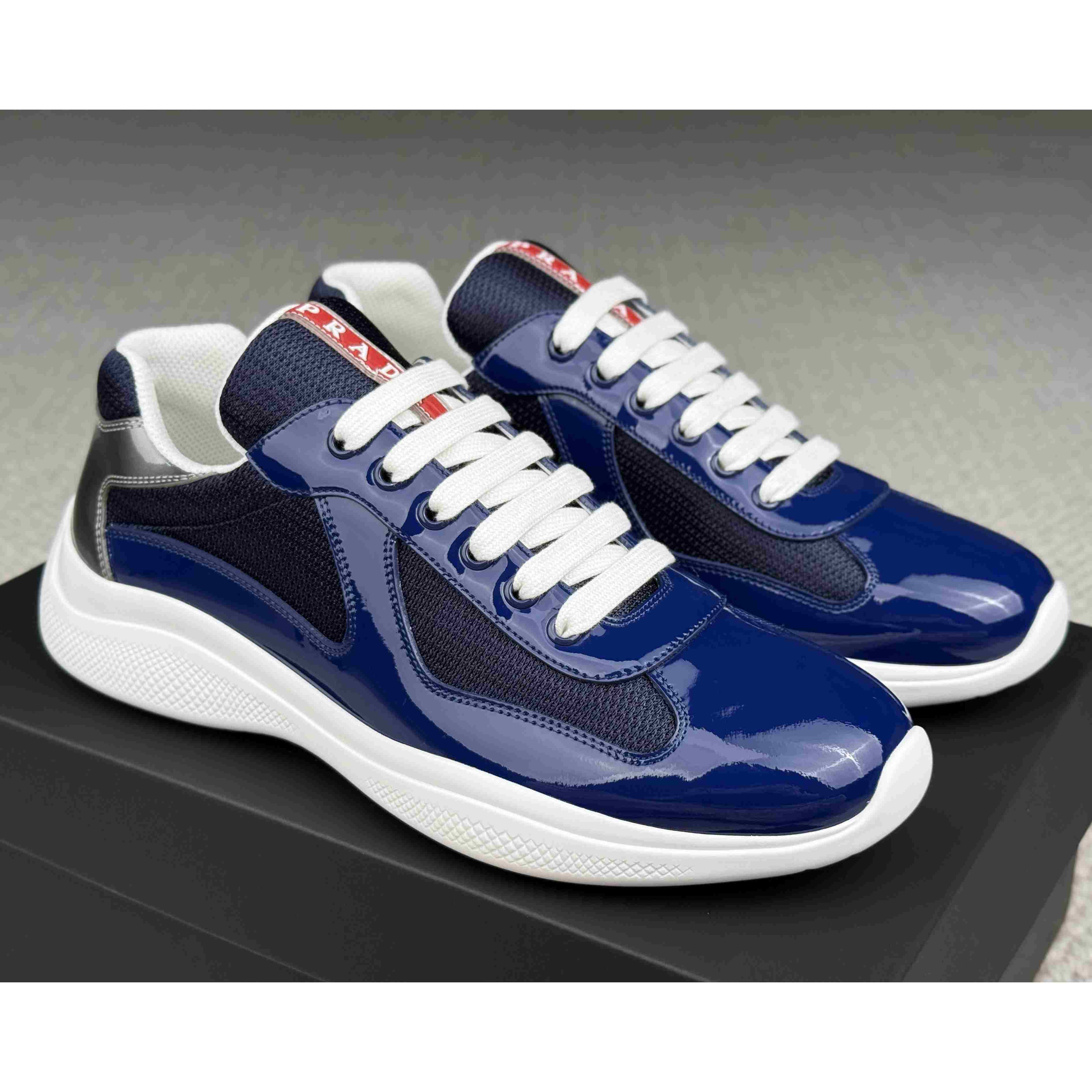 Patent Leather And Technical Fabric Prada America's Cup Sneakers（upon uk size） - DesignerGu
