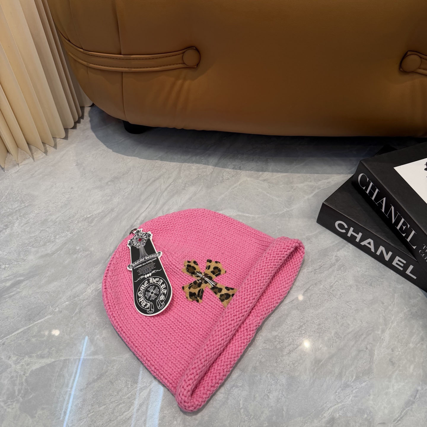 Chrome Heart Cross Patch Knit Beanie - DesignerGu