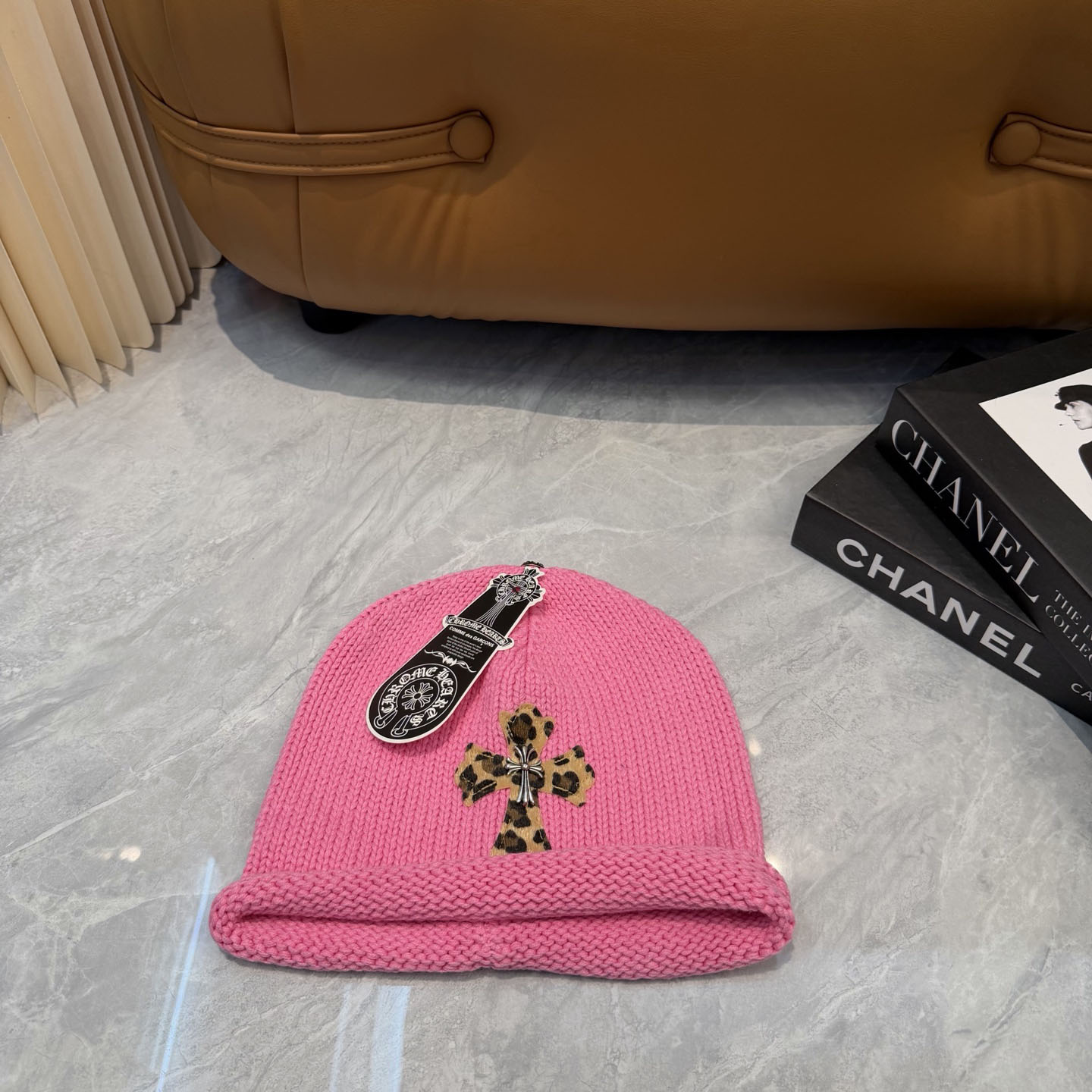 Chrome Heart Cross Patch Knit Beanie - DesignerGu