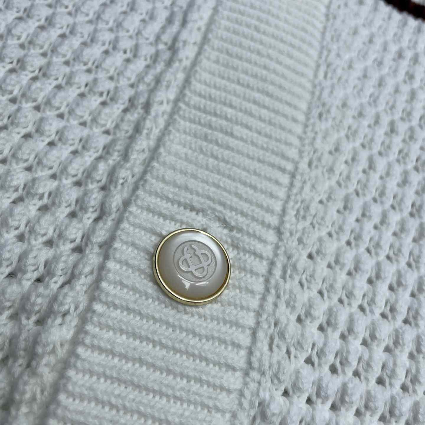 Casablanca White & Brown Tennis Stripe Crochet Short Sleeve Shirt D0208 - DesignerGu