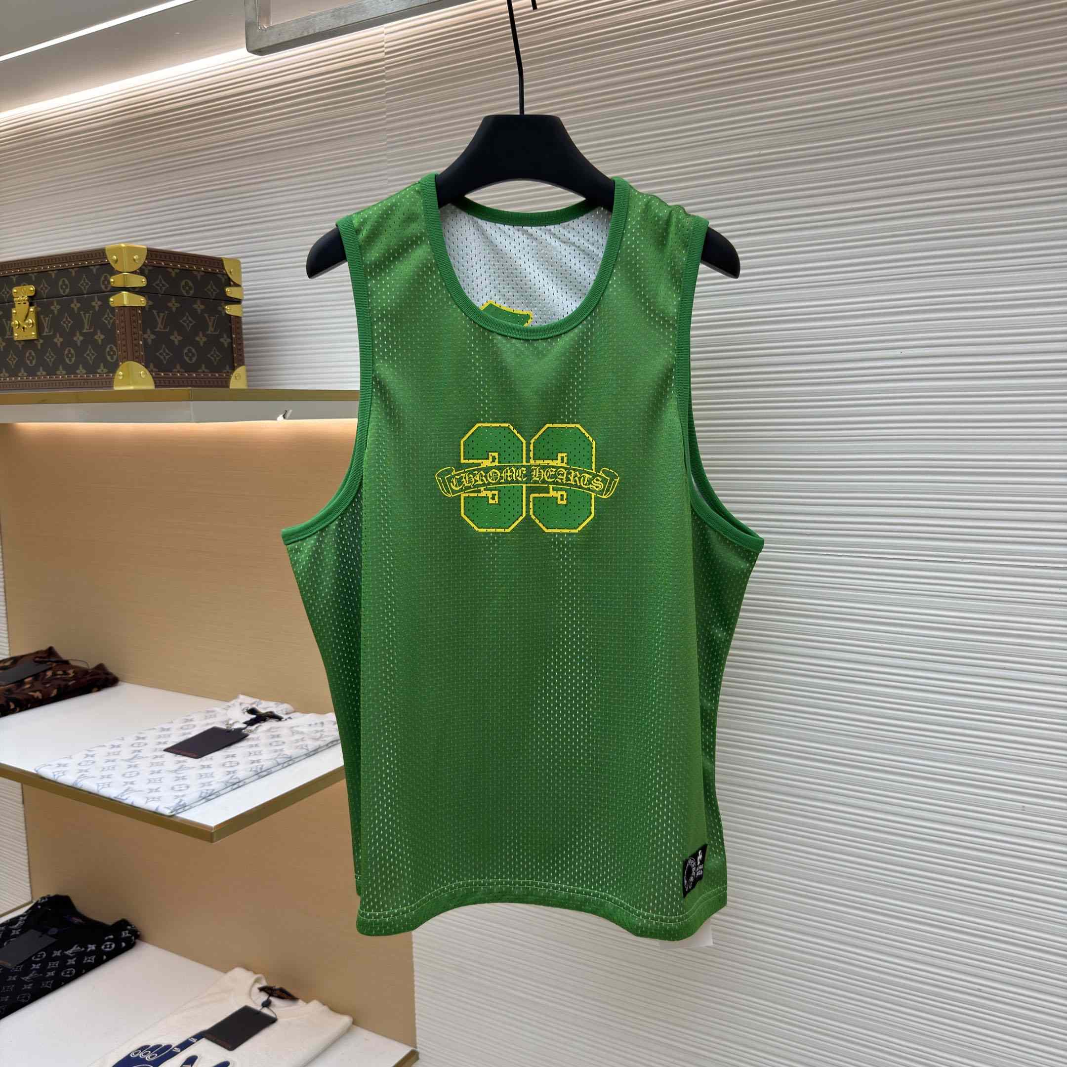 Chrome Hearts Mesh Reversible Basketball Jersey 'Green/White' - DesignerGu
