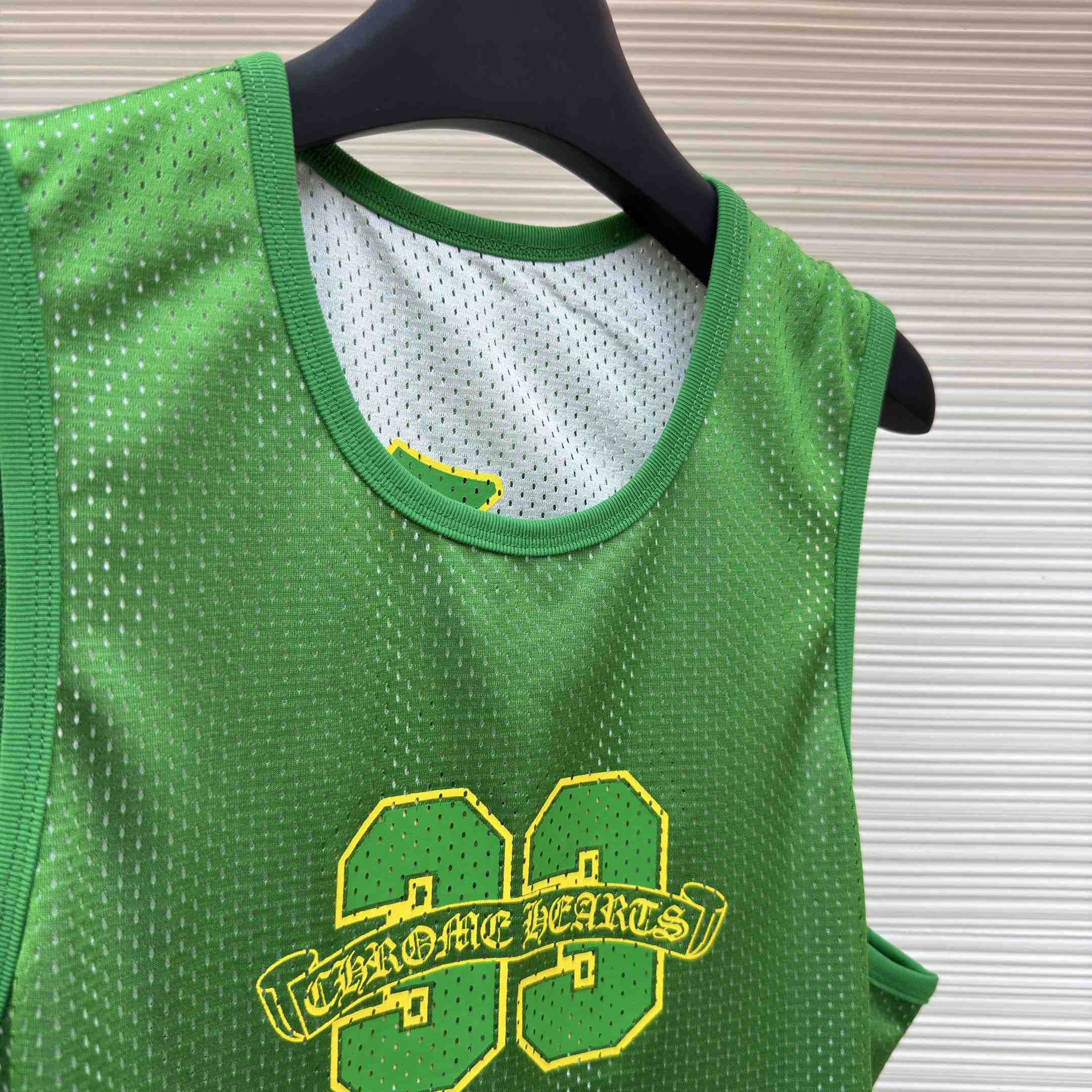 Chrome Hearts Mesh Reversible Basketball Jersey 'Green/White' - DesignerGu