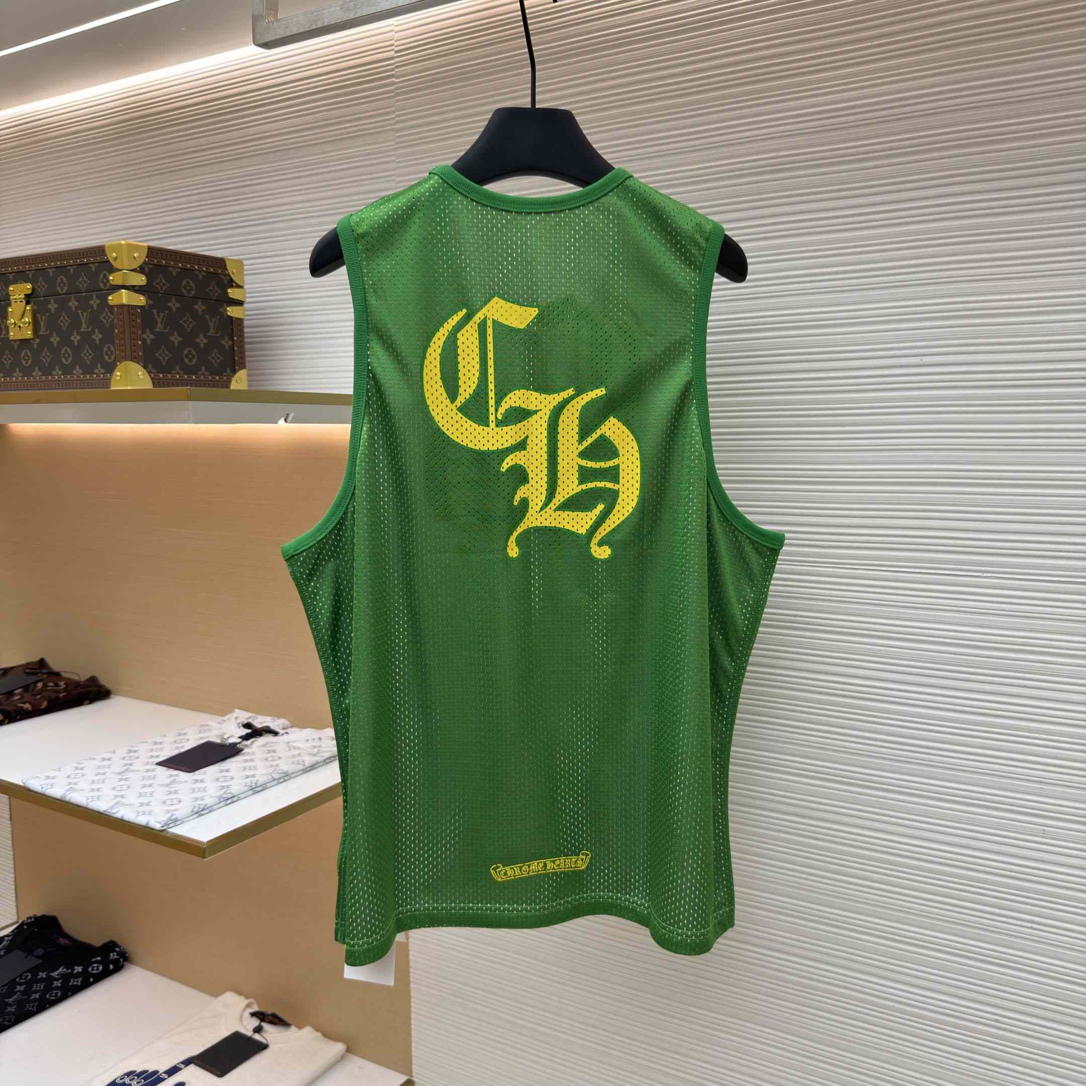 Chrome Hearts Mesh Reversible Basketball Jersey 'Green/White' - DesignerGu