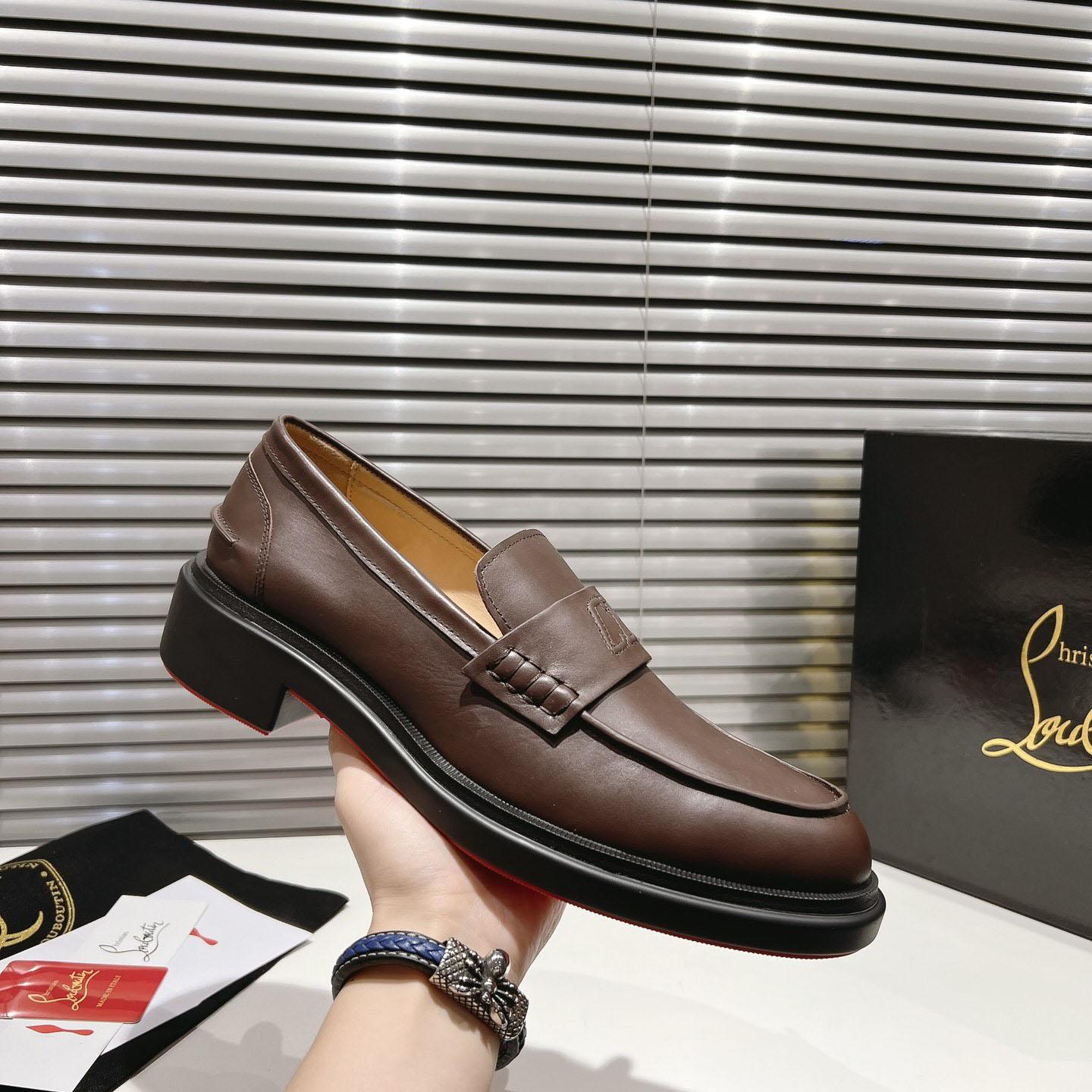 Christian Louboutin Urbino Moc Leather Penny Loafers  - DesignerGu