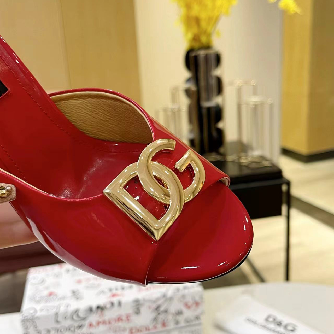 Dolce & Gabbana Patent Leather Mules With DG Logo - DesignerGu