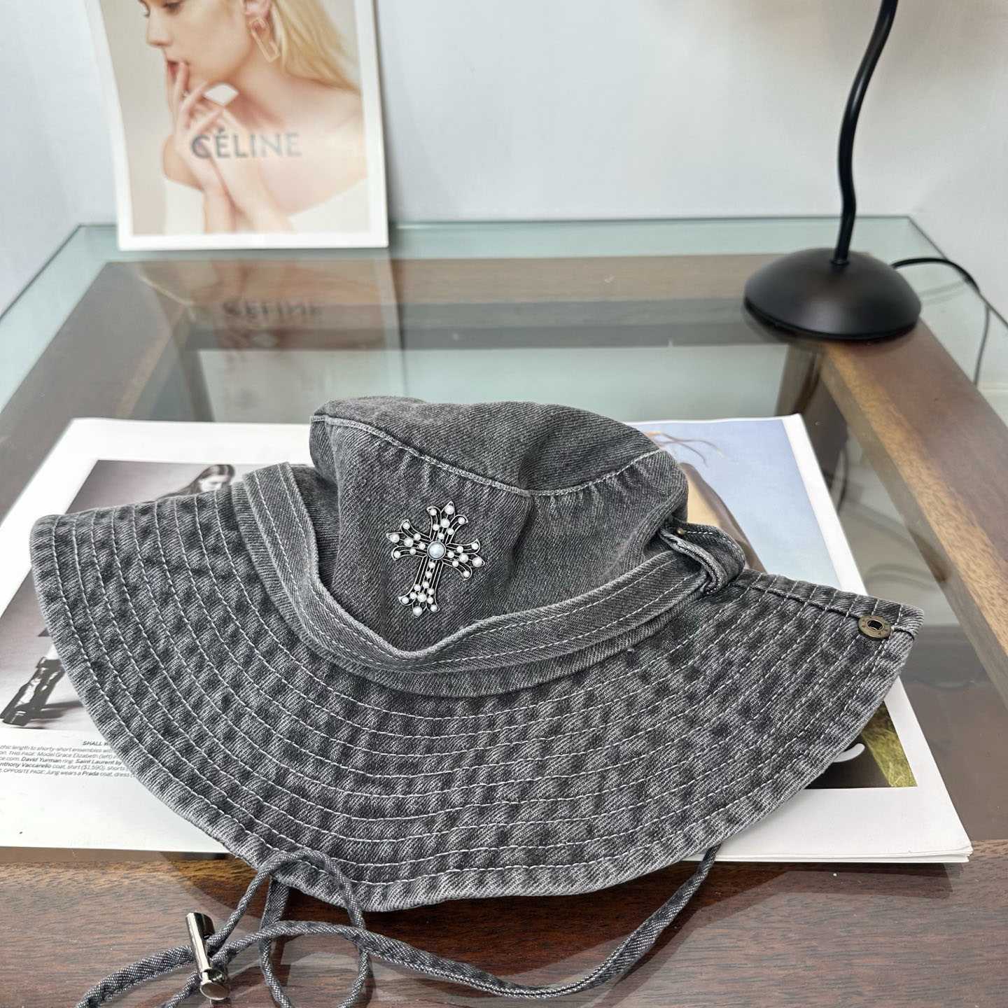 Chrome Heart Denim Bucket Hat - DesignerGu