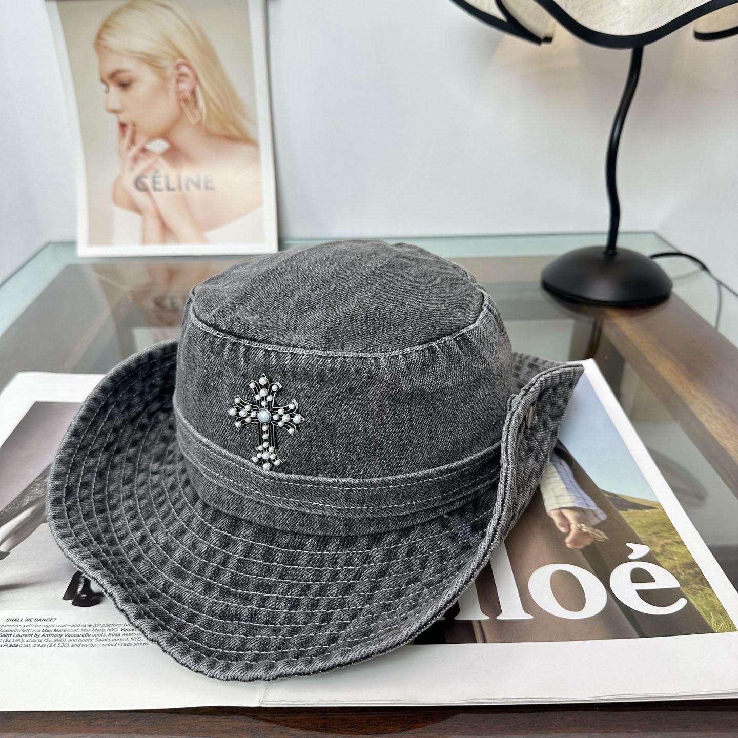Chrome Heart Denim Bucket Hat - DesignerGu